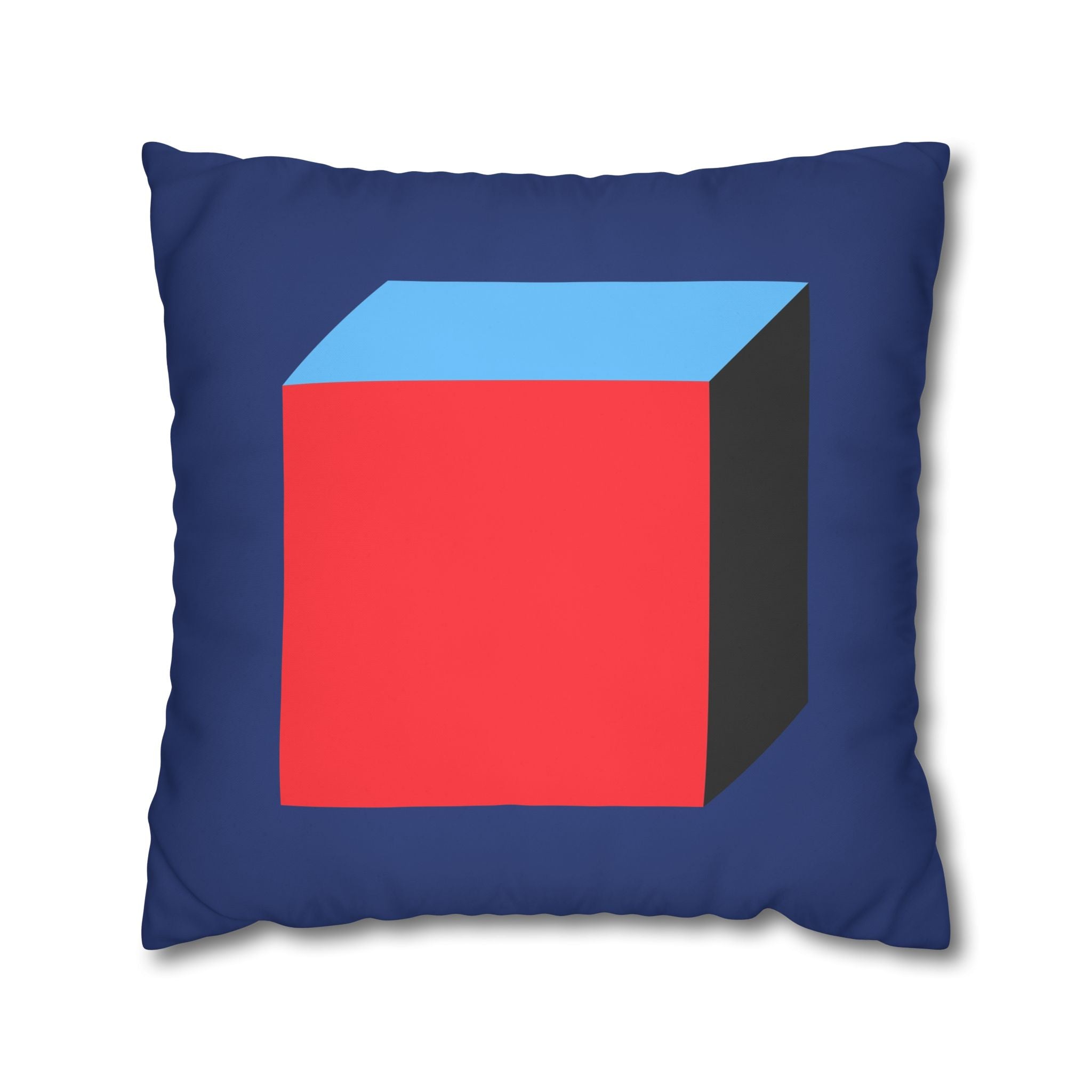 Geometric Cube Pillowcase - Red & Blue