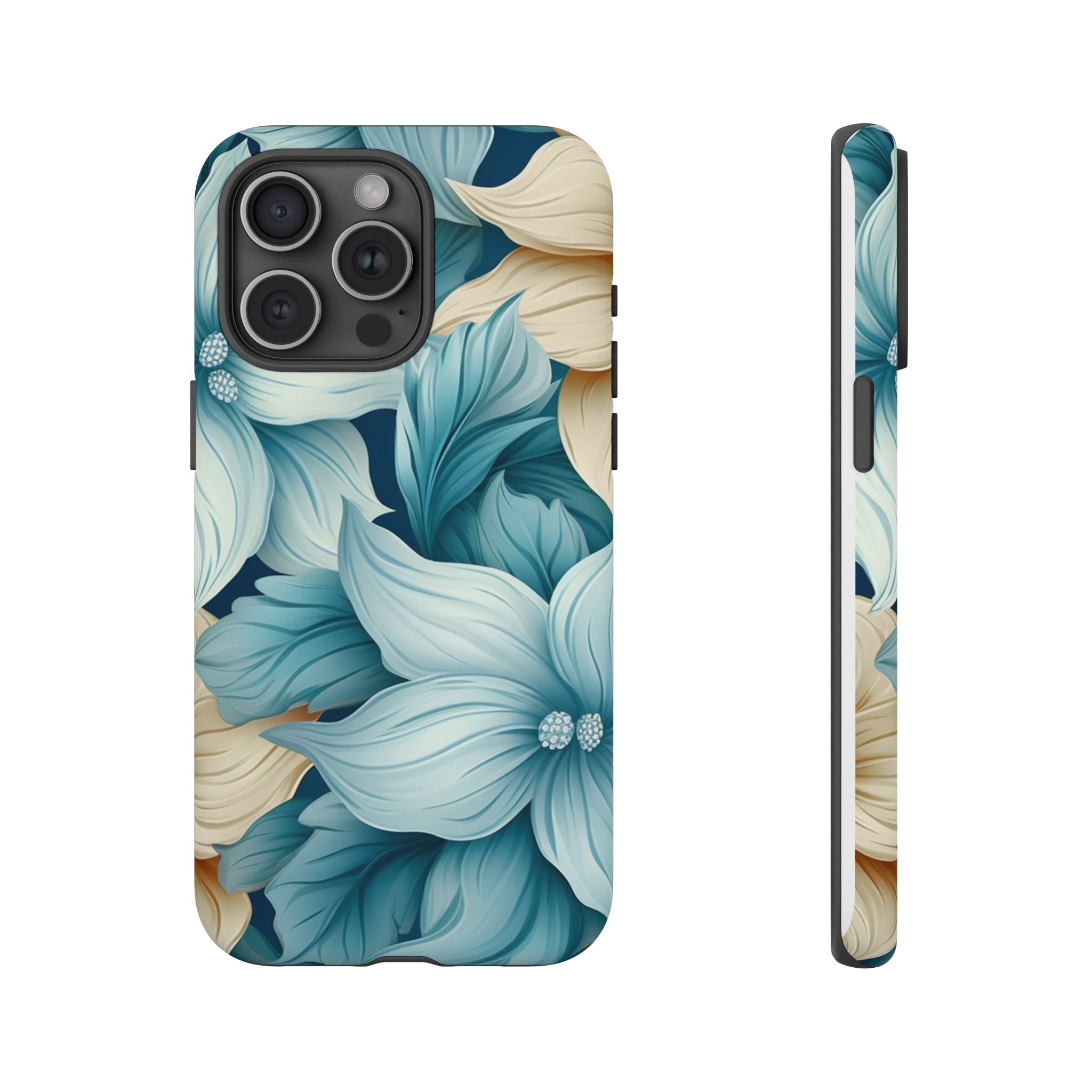 Teal Floral Hexagon iPhone Case - Rugged