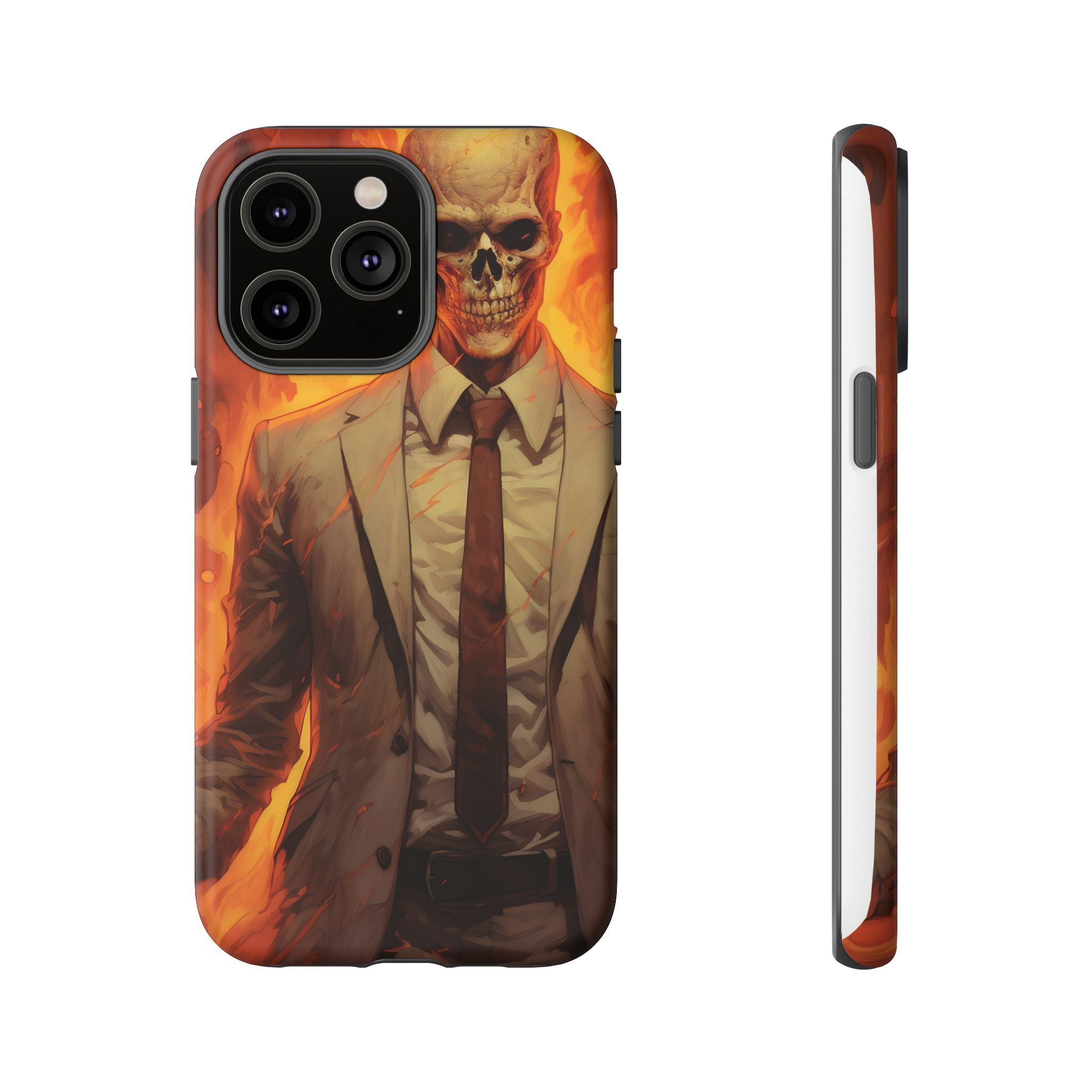 Fiery Skull Man Hexagon Stone iPhone Case