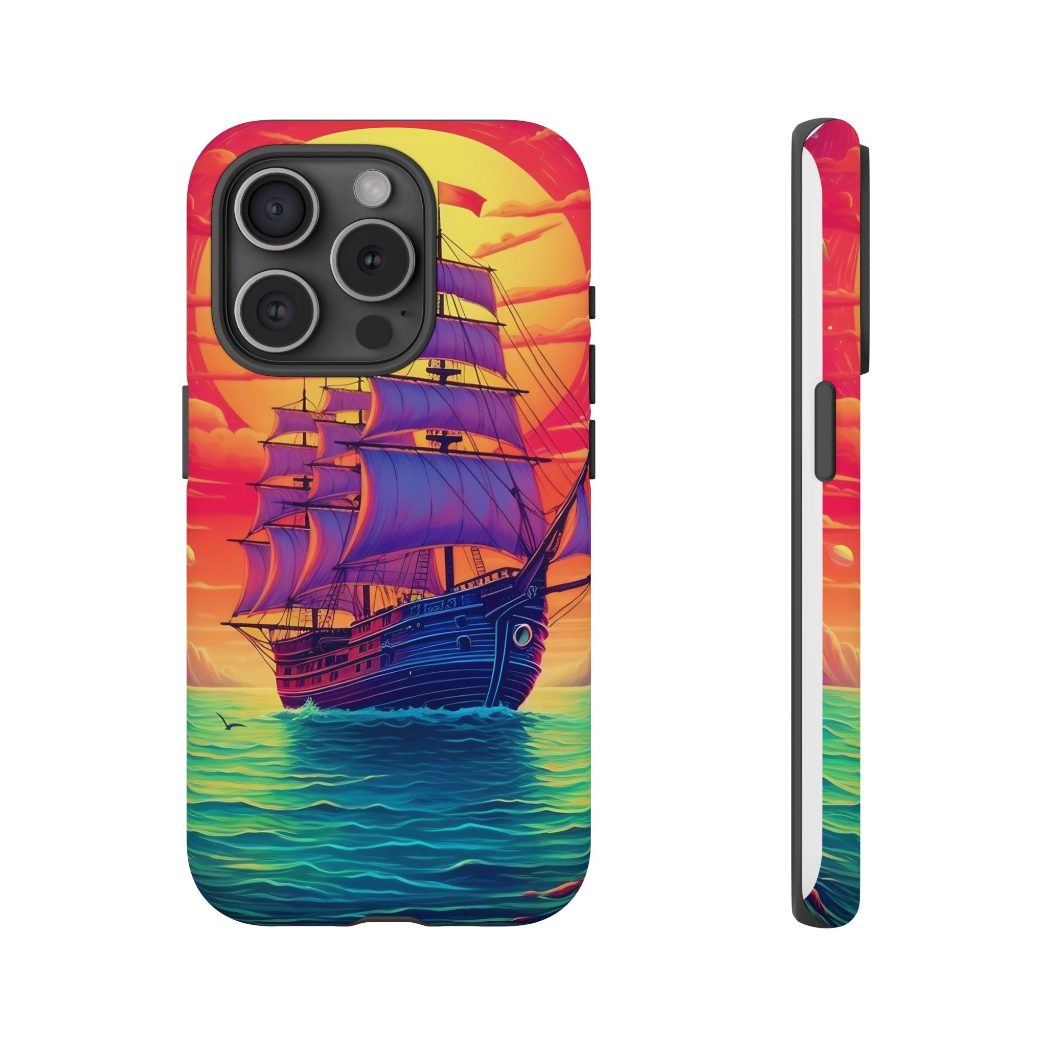 Sunset Galleon Hexagon Stone iPhone Case