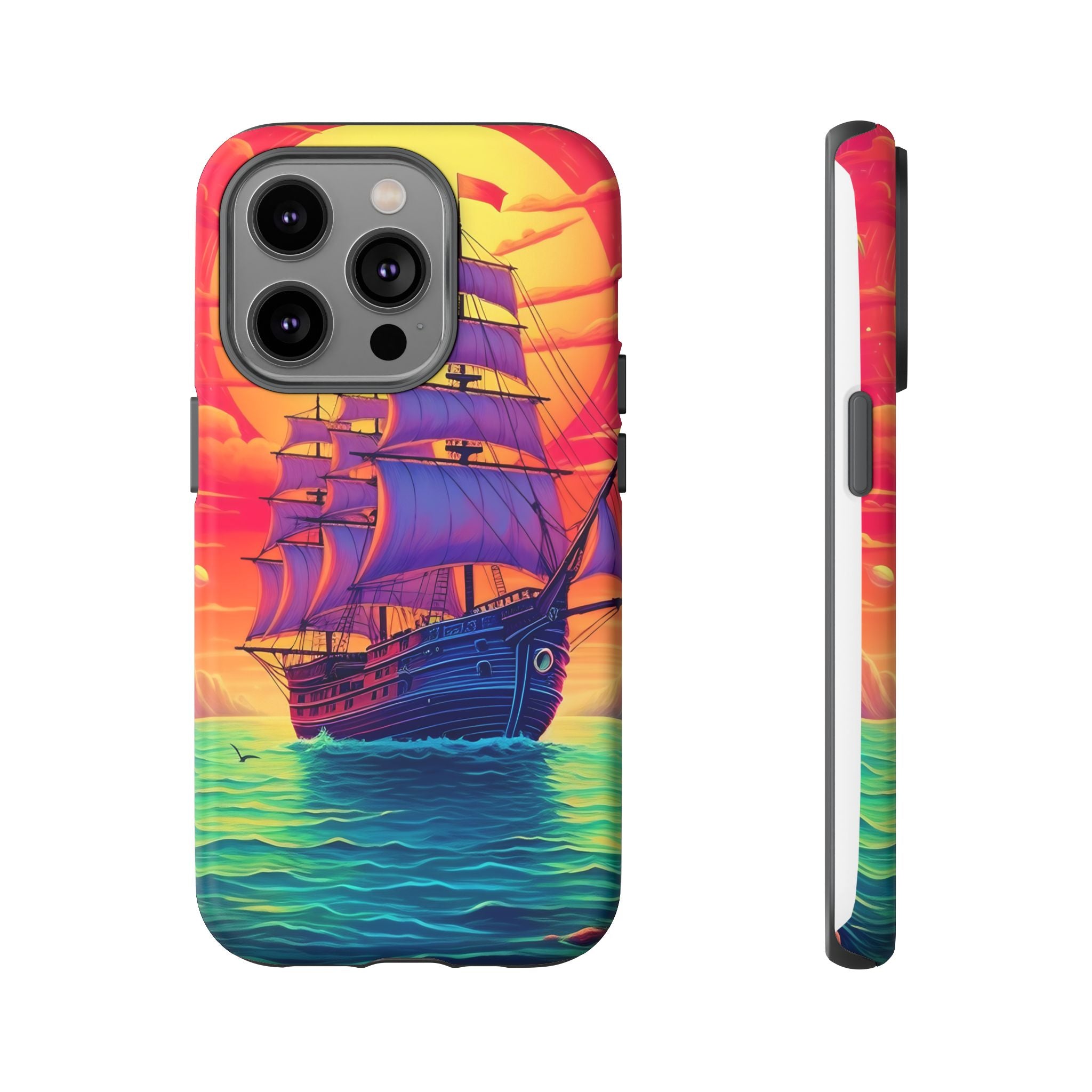 Sunset Galleon Hexagon Stone iPhone Case