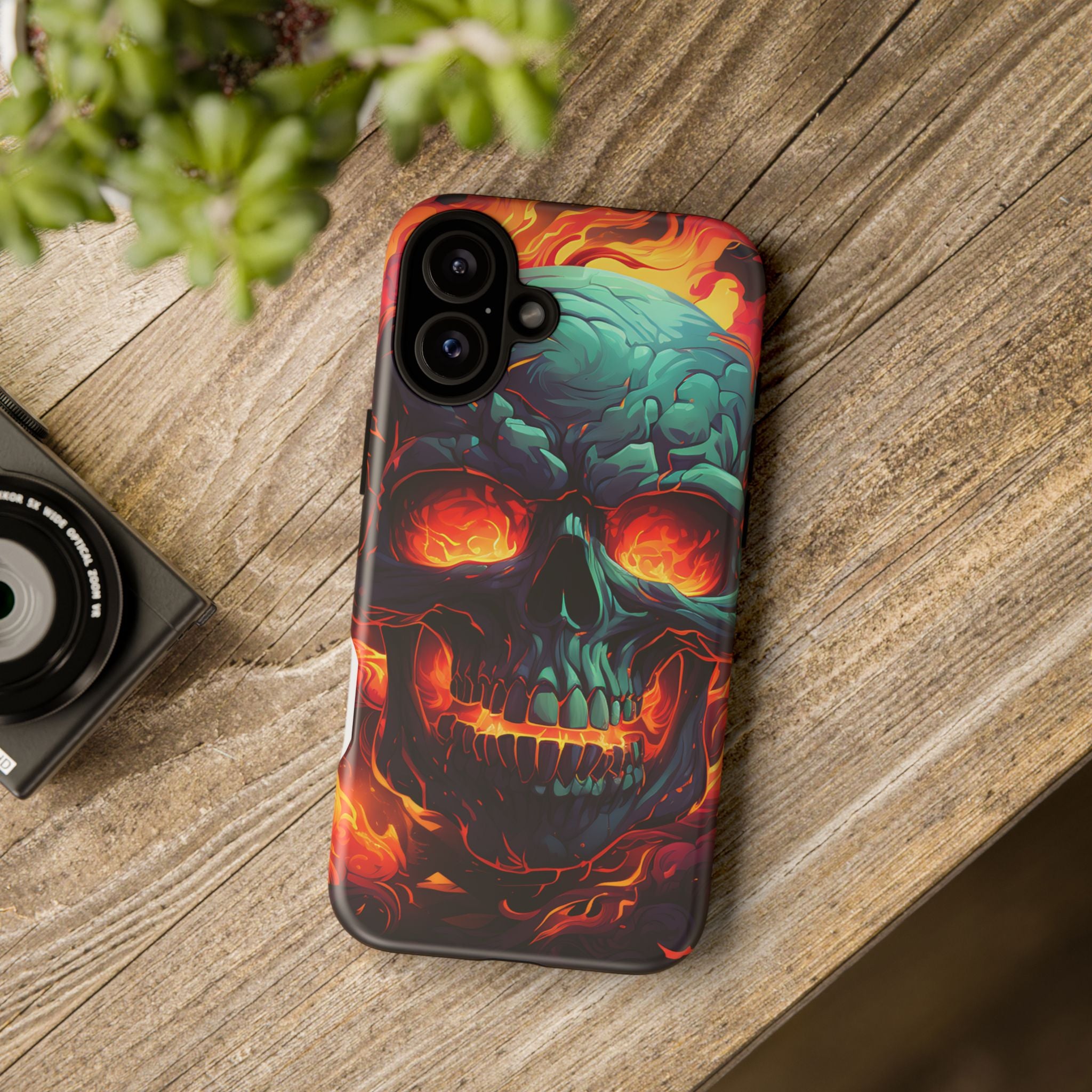 Fiery Skull Hexagon iPhone Case - Rugged