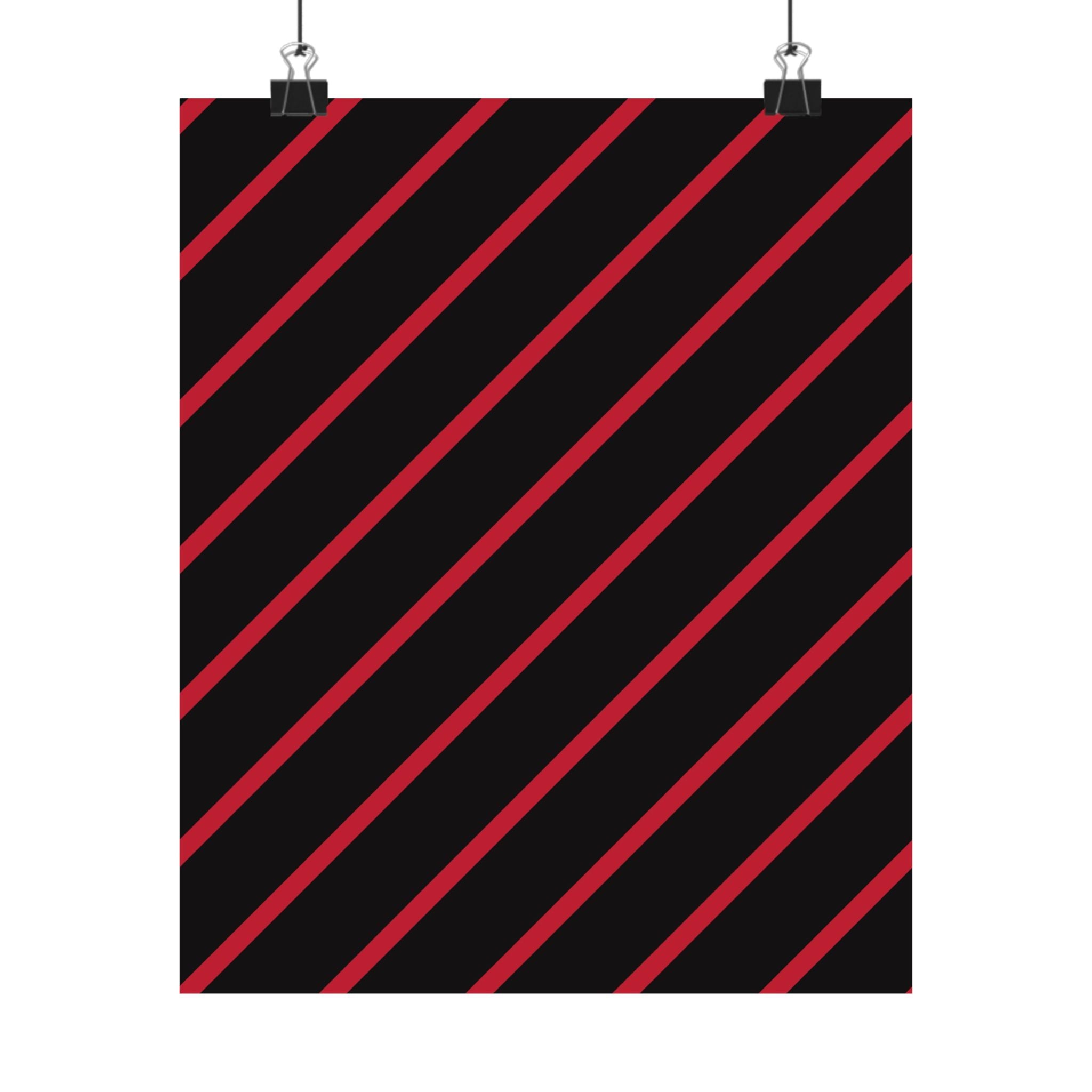 Crimson Diagonal Stripes: Modern Art Poster