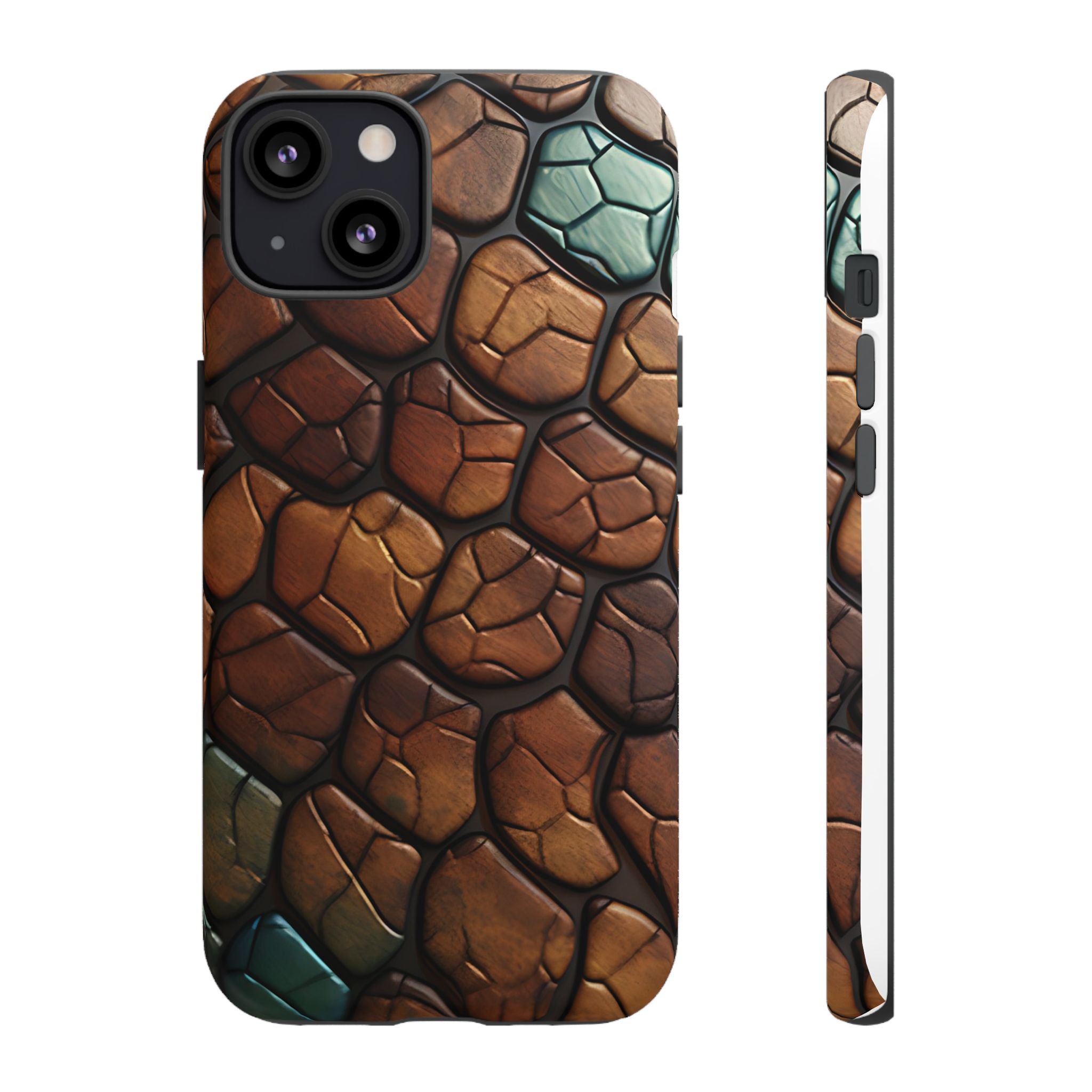 Mosaic Reptile iPhone Case - Teal & Brown