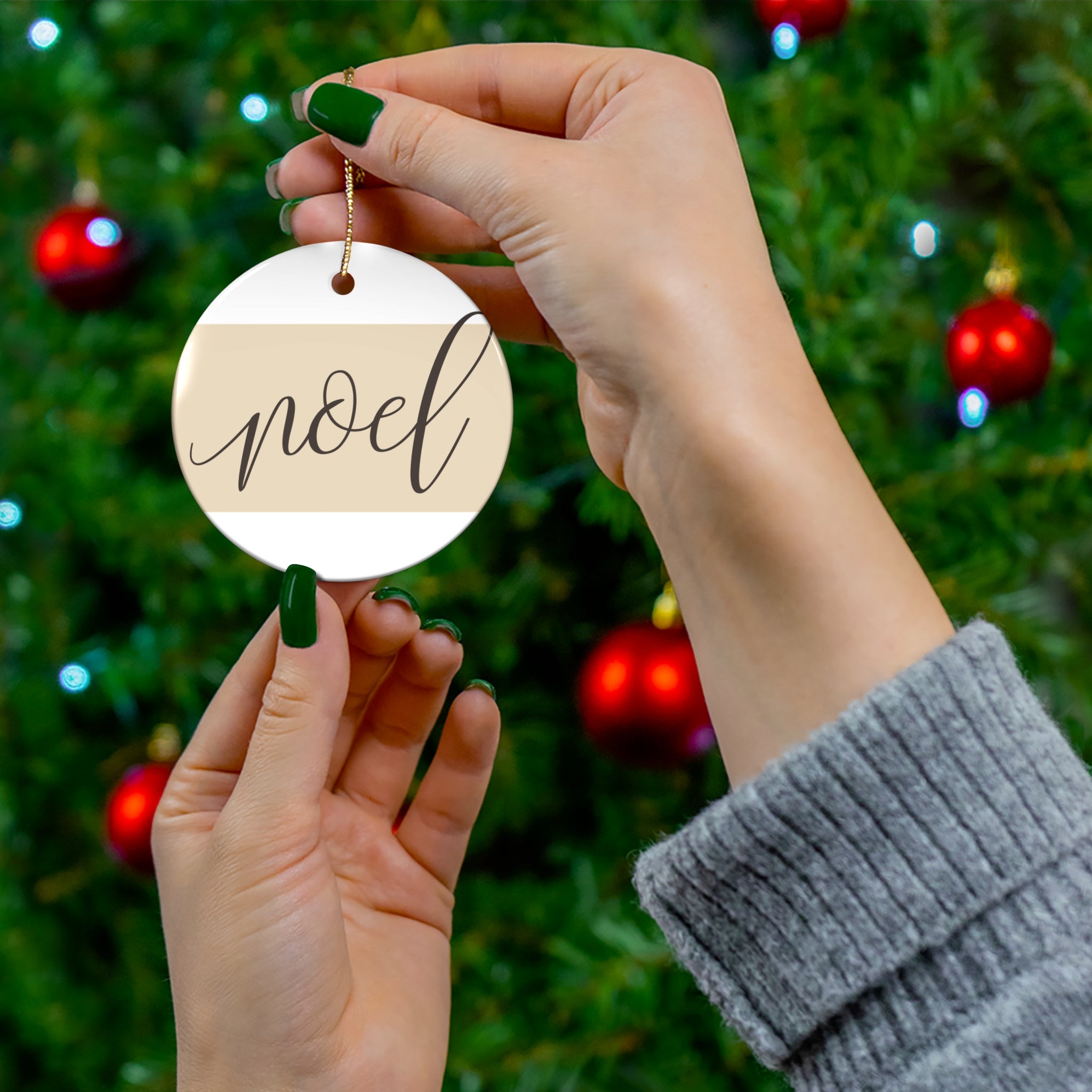 Noel Ceramic Ornament - Elegant Oval