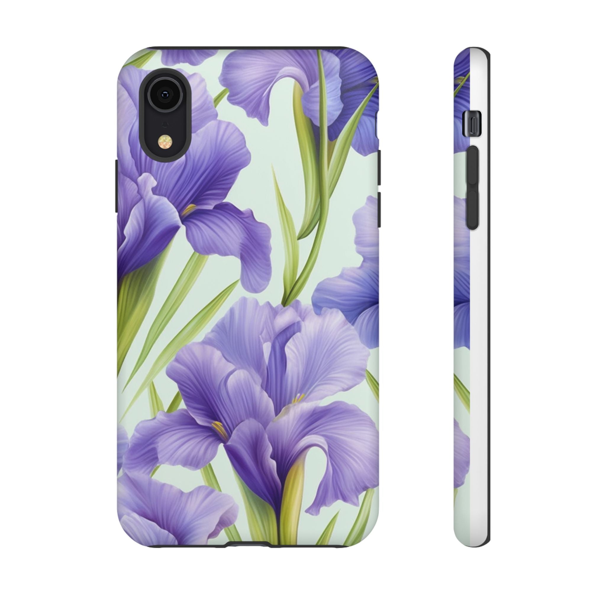 Purple Iris Floral iPhone Case - Hexagon Stone