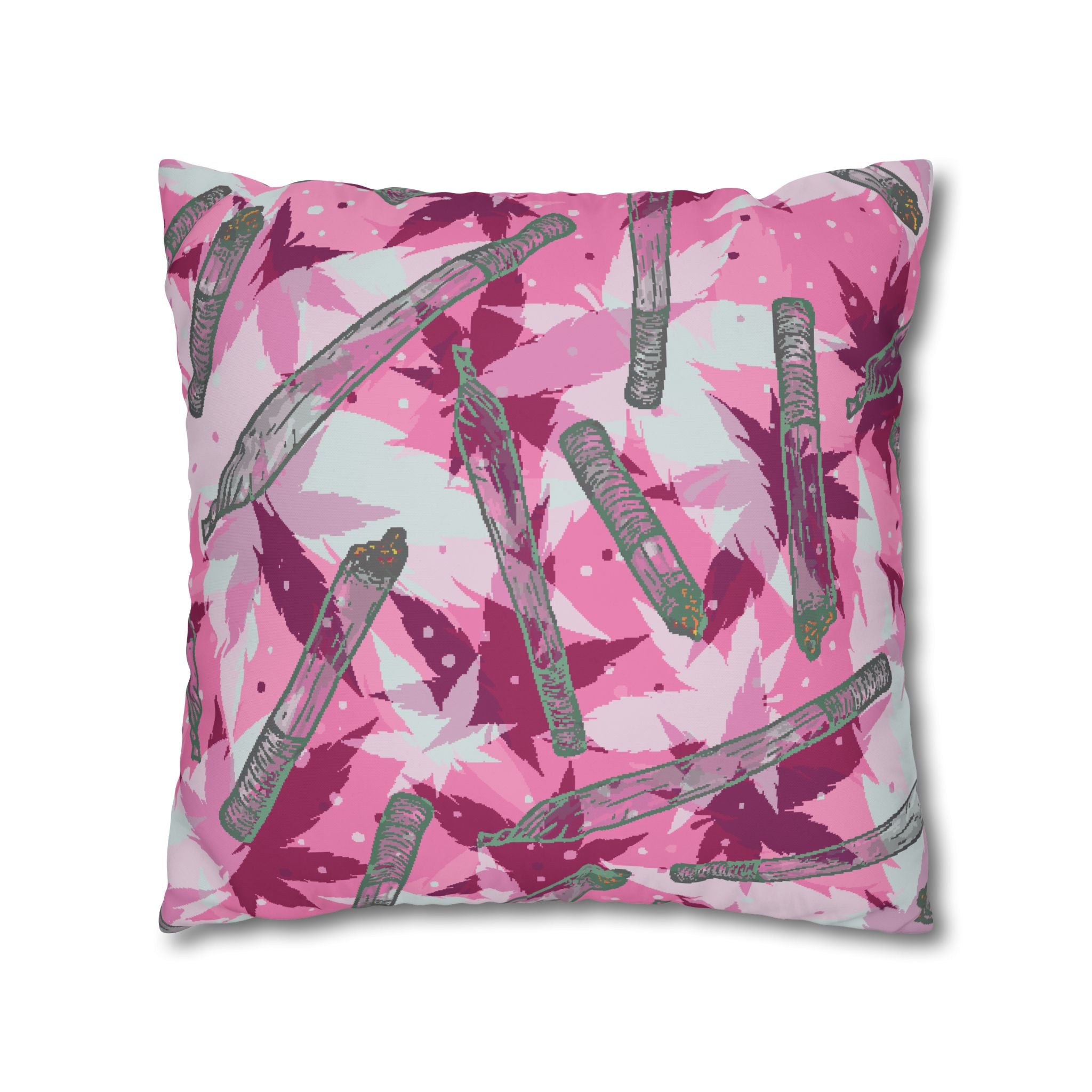 Pink Cannabis Leaf & Joint Pillowcase