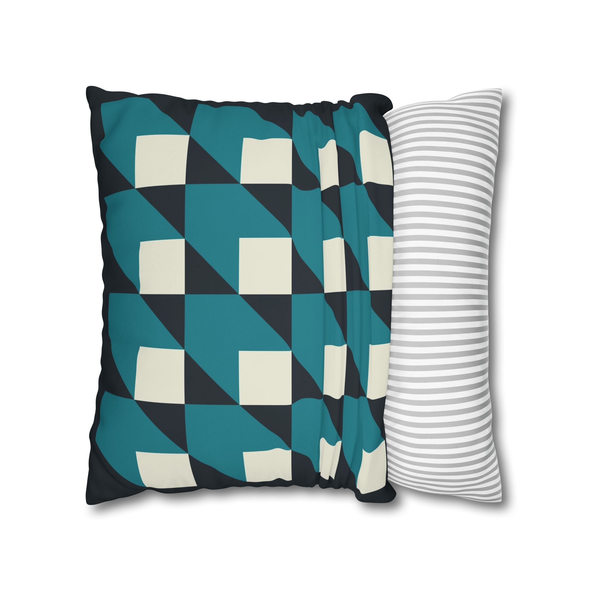 Geometric Teal & White Cube Pillowcase