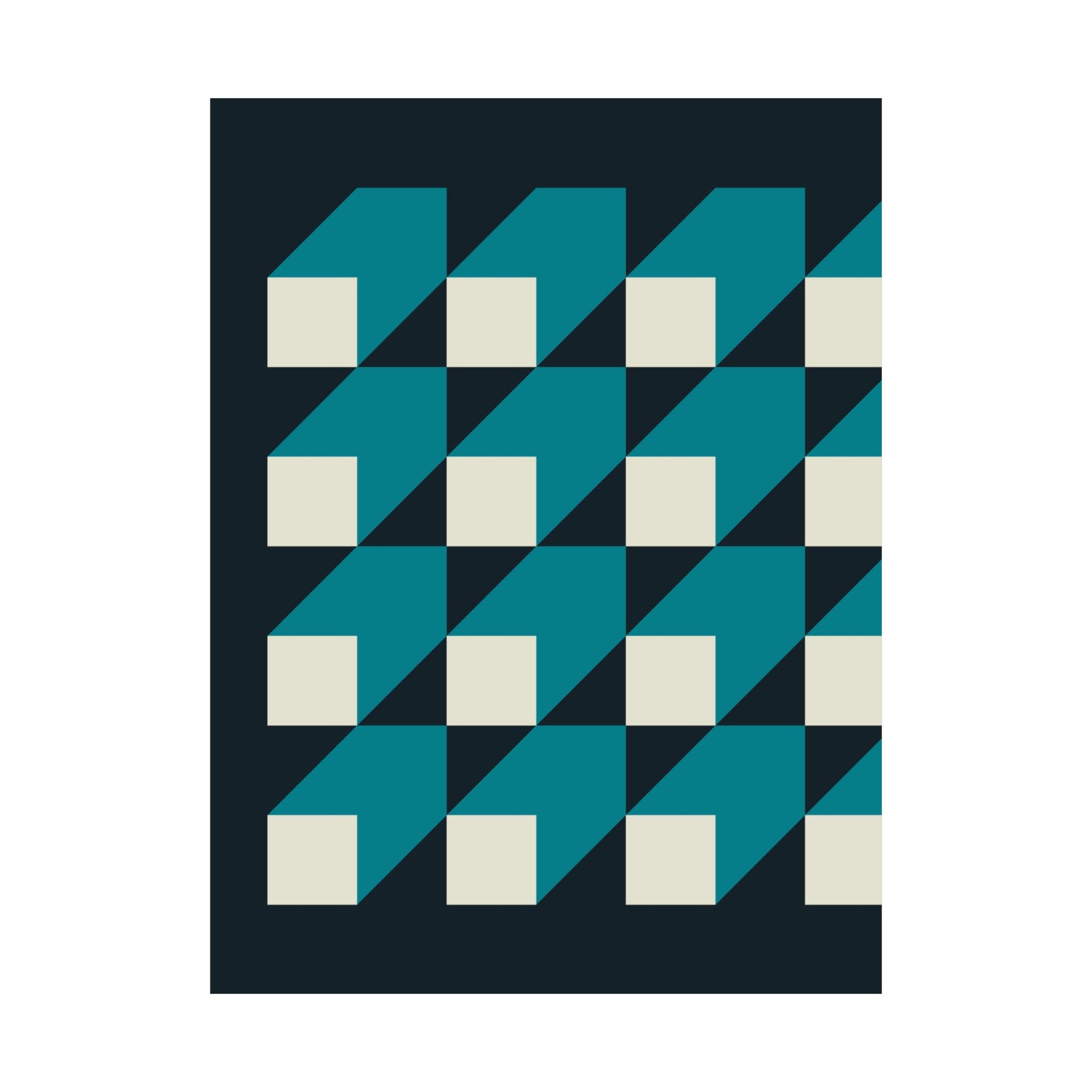 Geometric Teal & Beige Abstract Art Poster