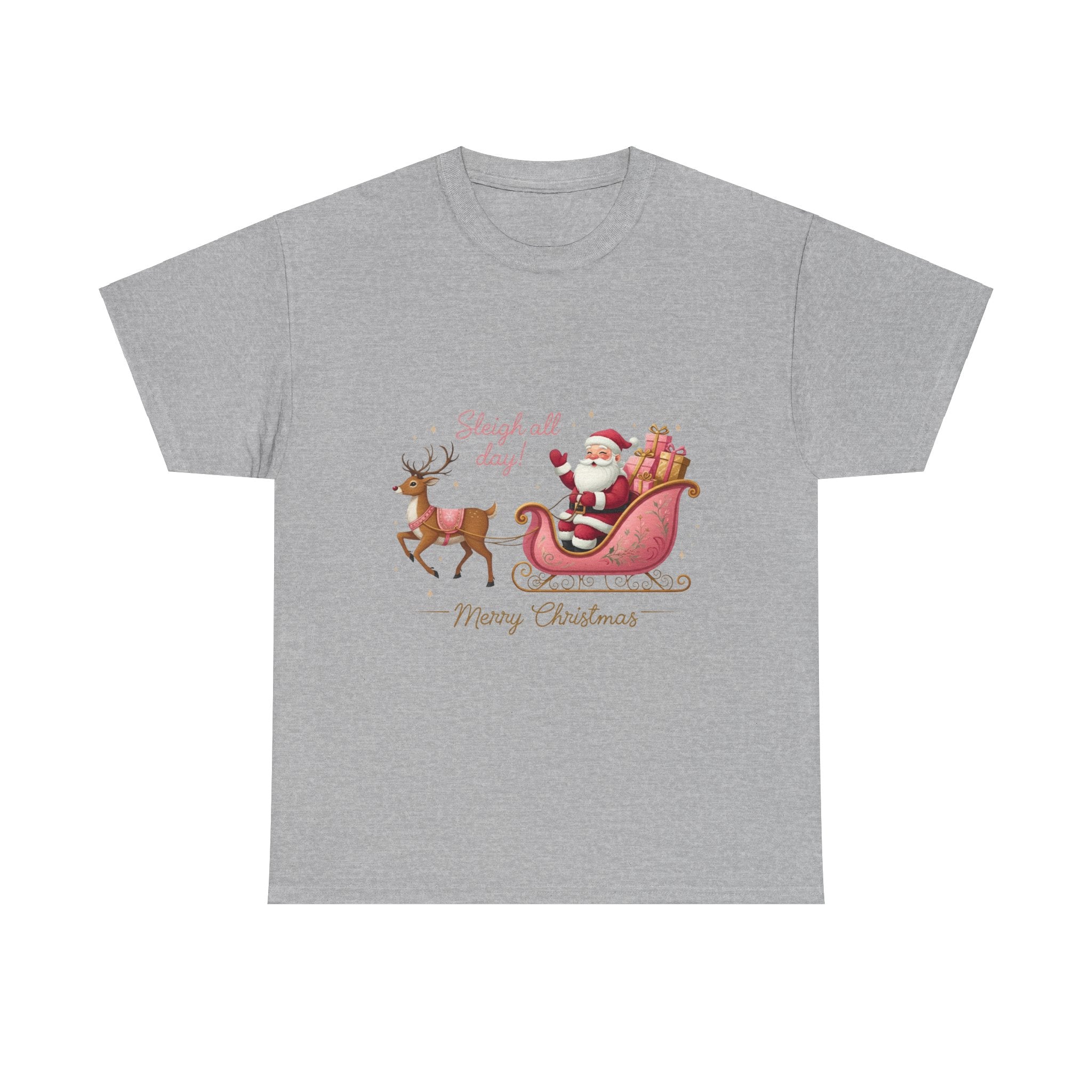 Pink Sleigh Santa Christmas T-Shirt