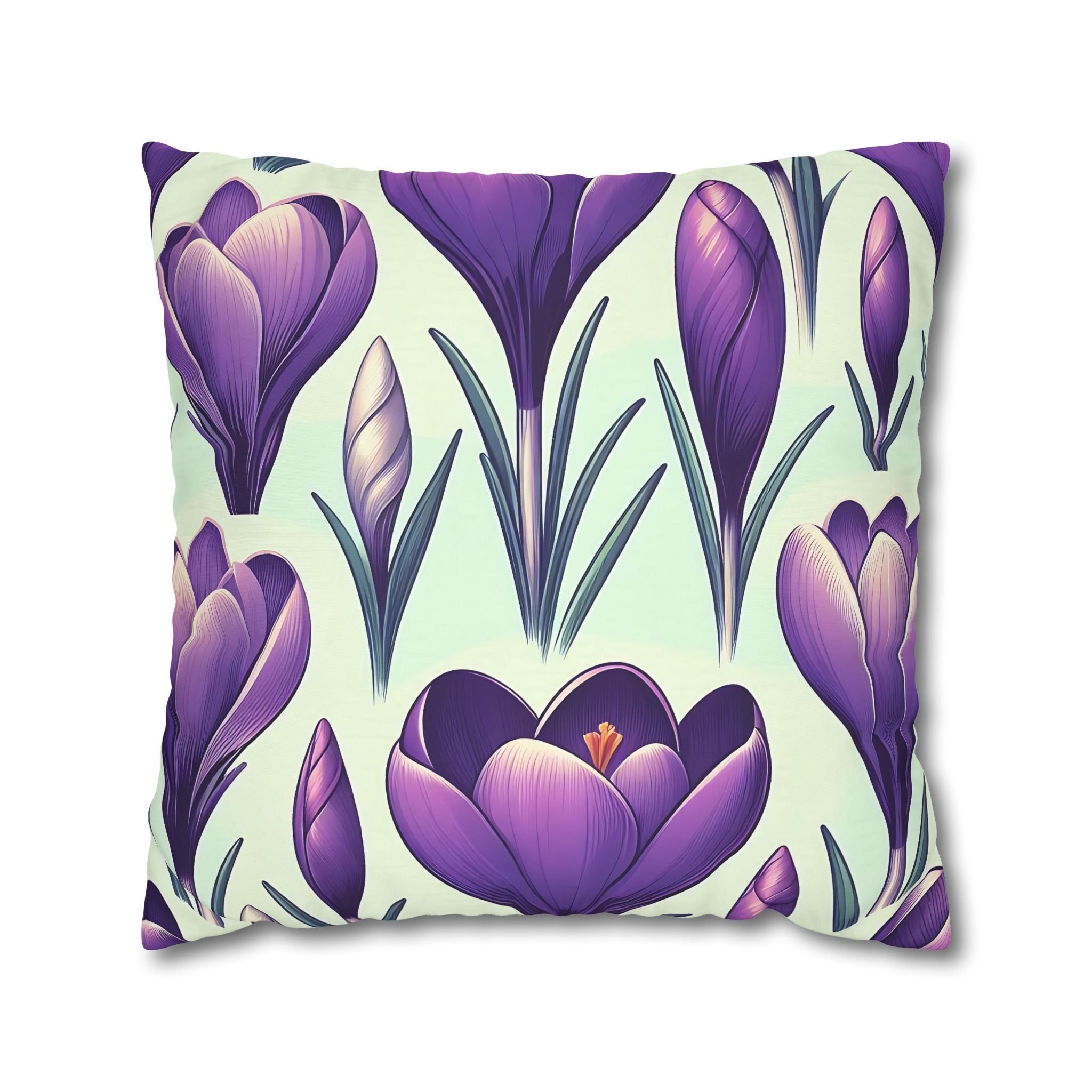 Purple Crocus Floral Pillowcase