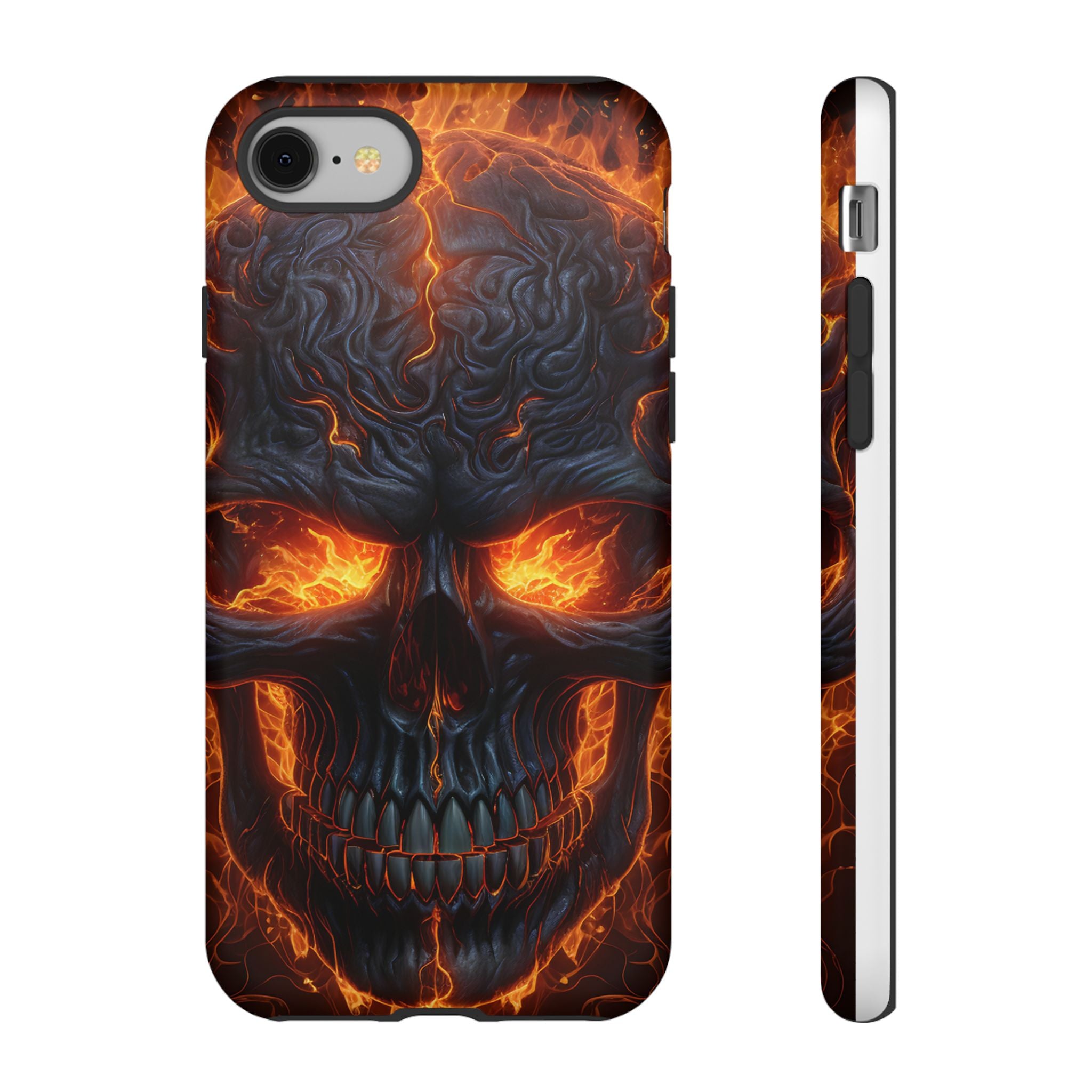 Fiery Skull Hexagon iPhone Case - Rugged Texture