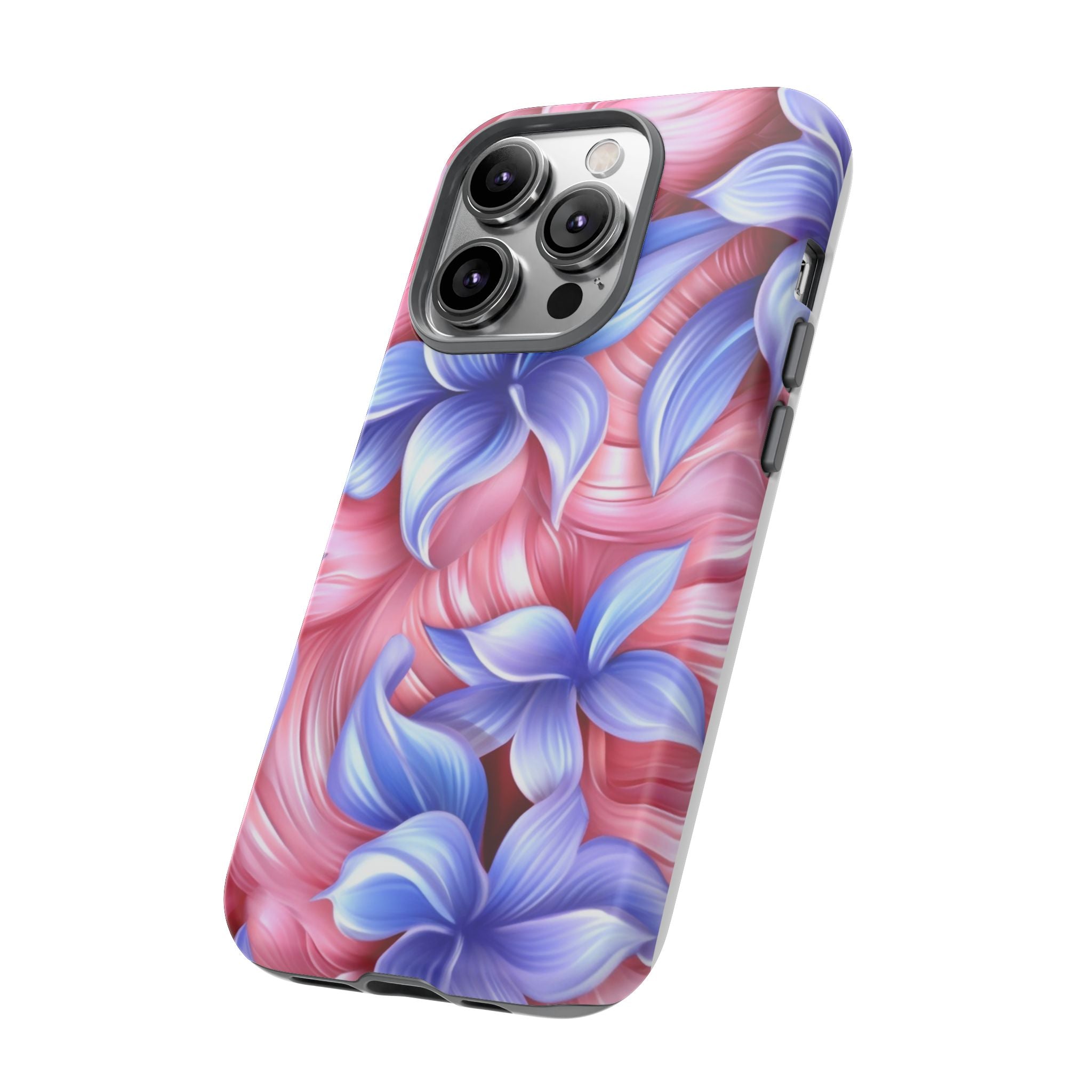 Dreamy Pink & Blue Floral iPhone Case - Hexagon Stone