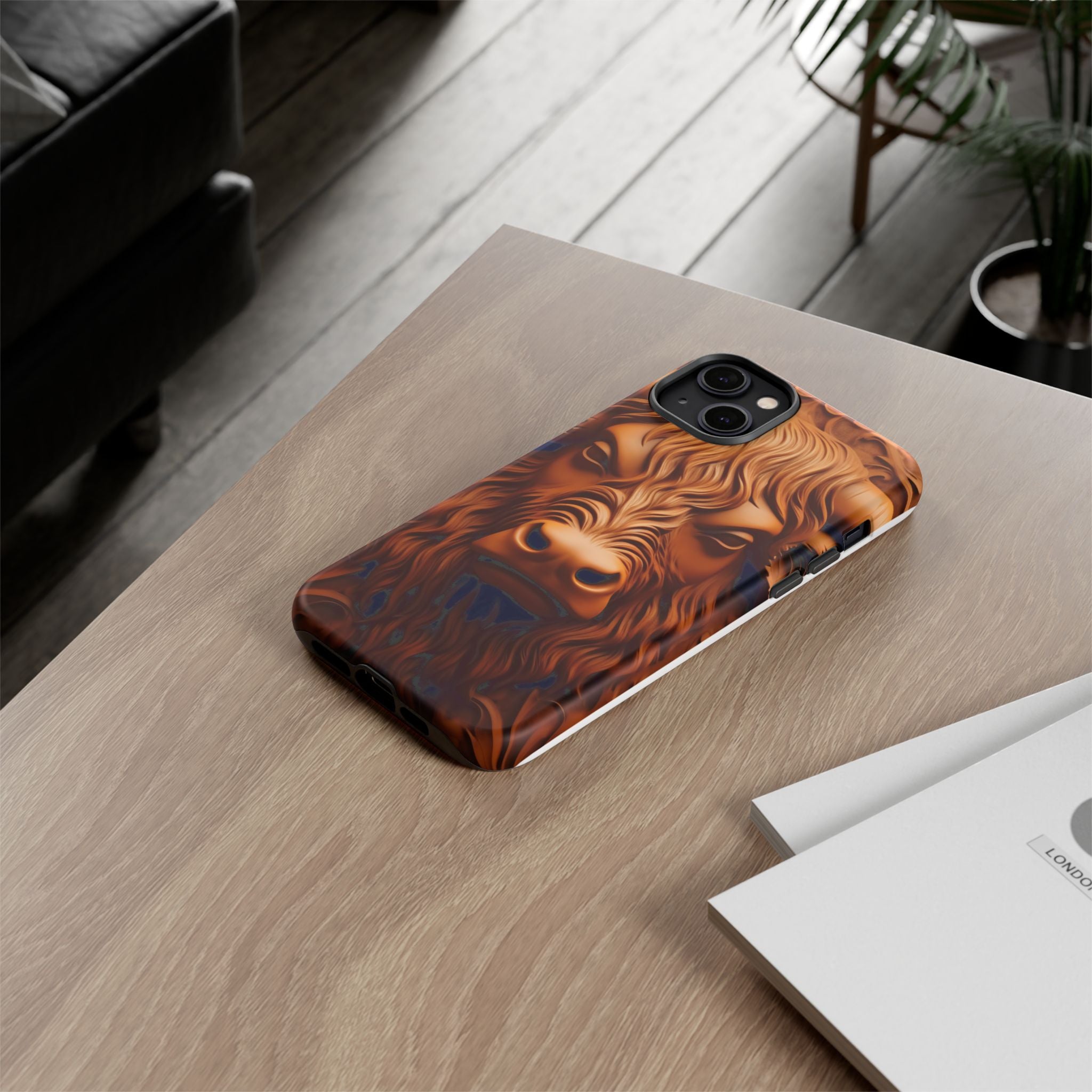 Bull Head Wood Carving iPhone Case - Rugged Texture