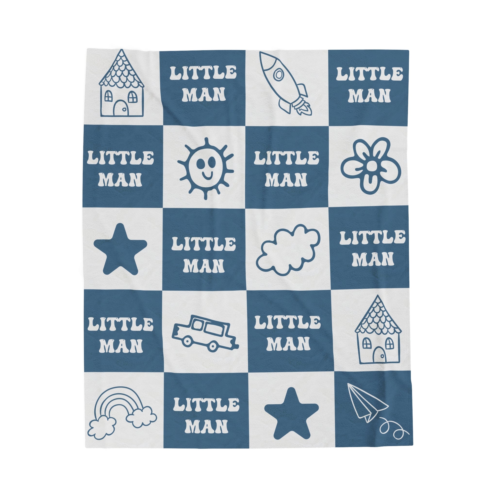 Little Man Velveteen Blanket - Baby Soft