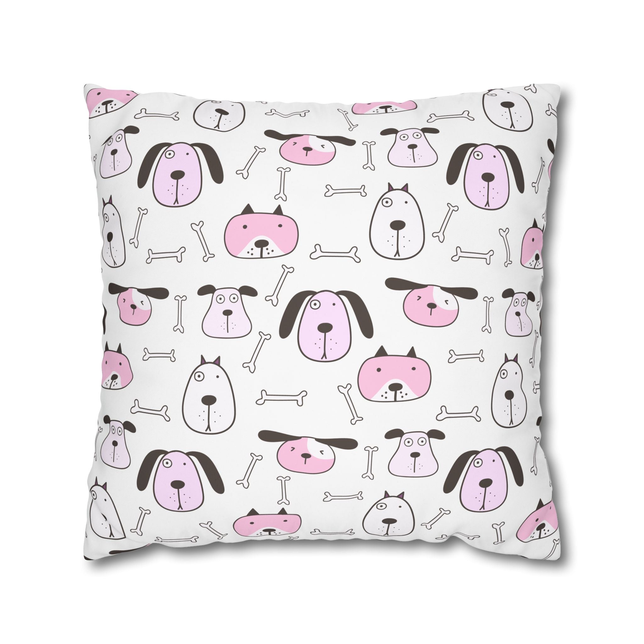 Cute Dog Bone Pillowcase - Pink & White