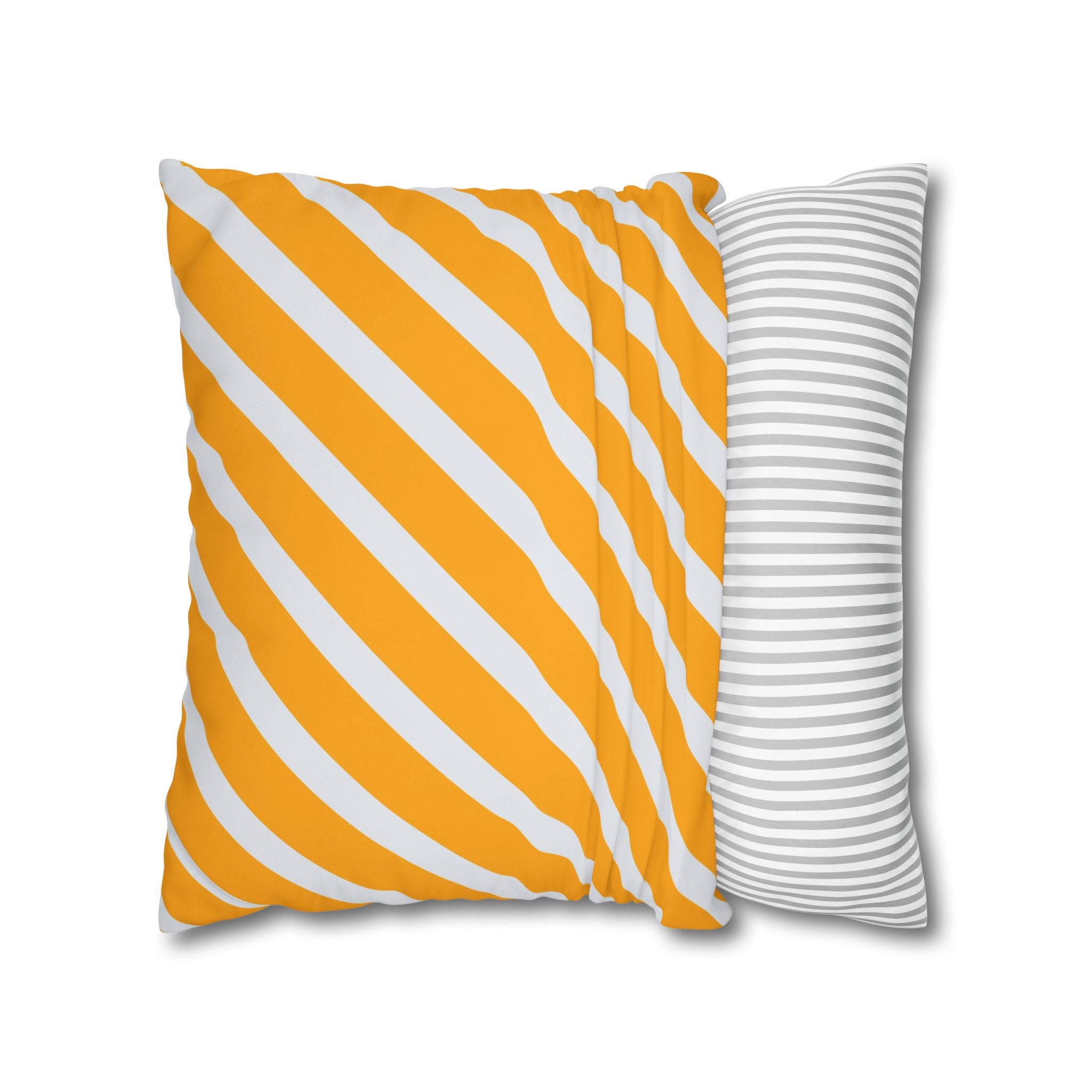 Neon Orange & Gray Diagonal Stripe Pillowcase