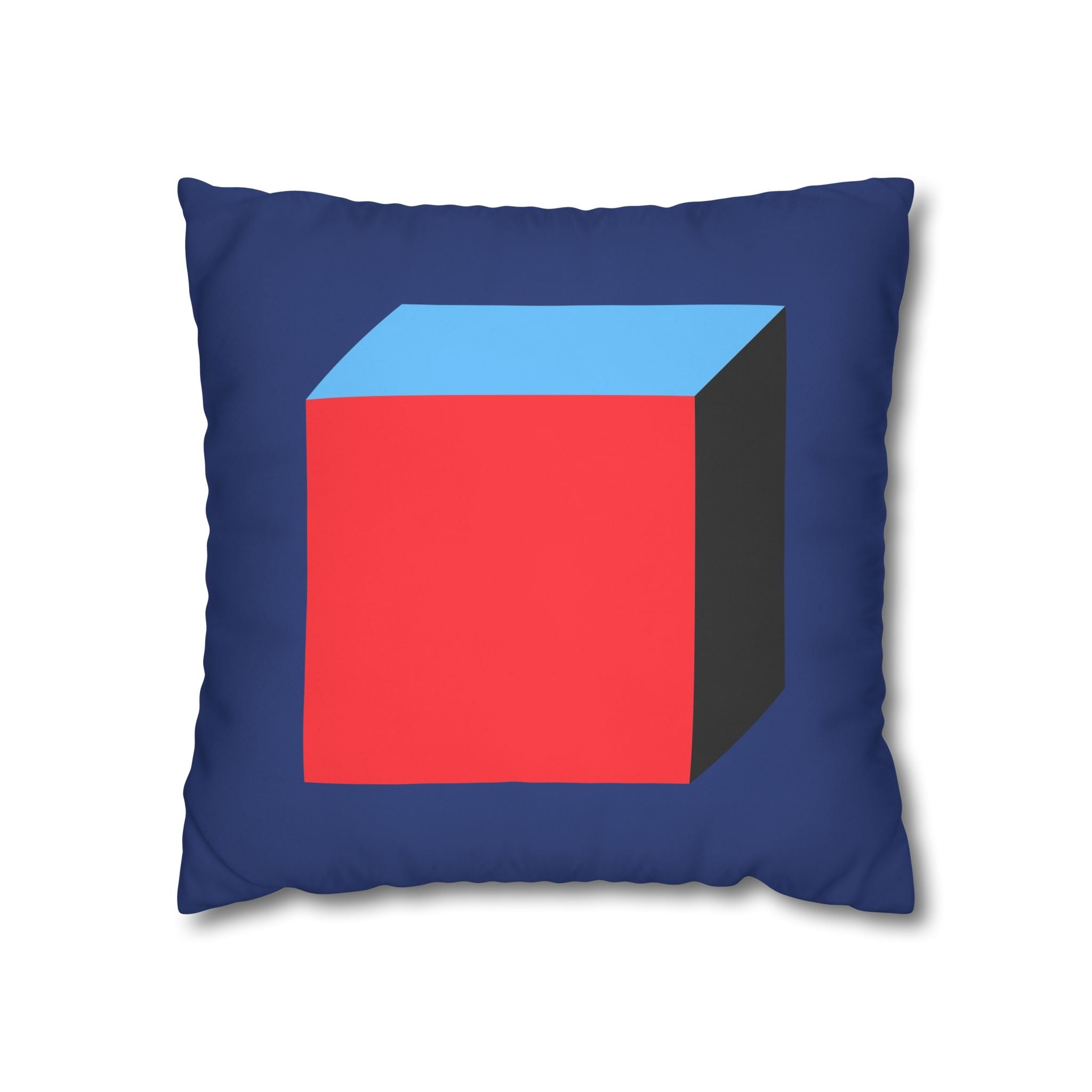 Geometric Cube Pillowcase - Red & Blue