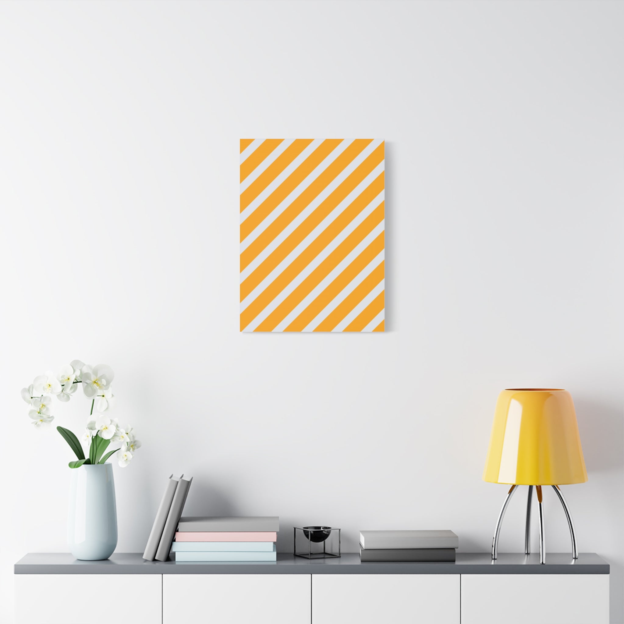 Orange & Gray Diagonal Stripe Canvas Art