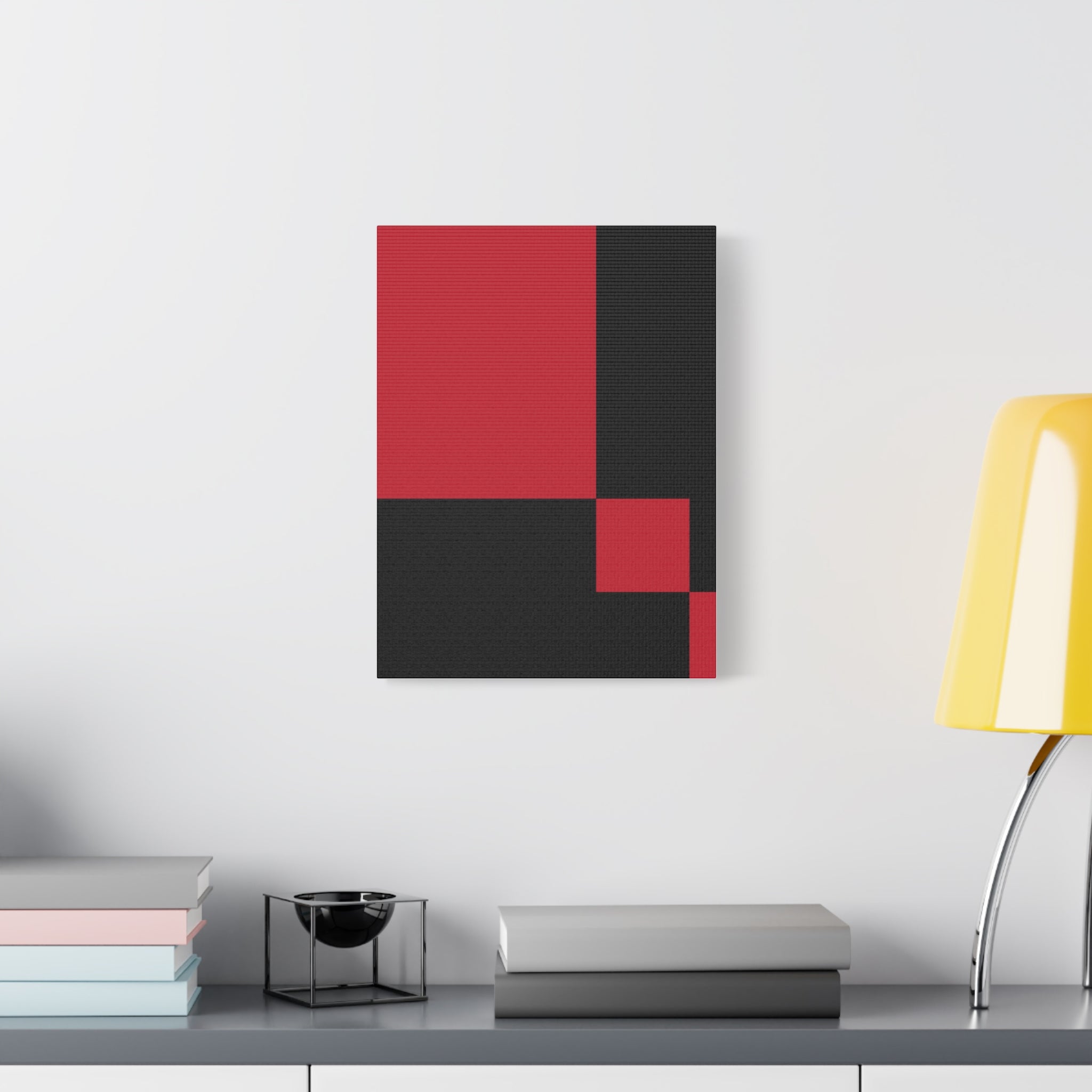 Abstract Red & Black Geometric Canvas Art