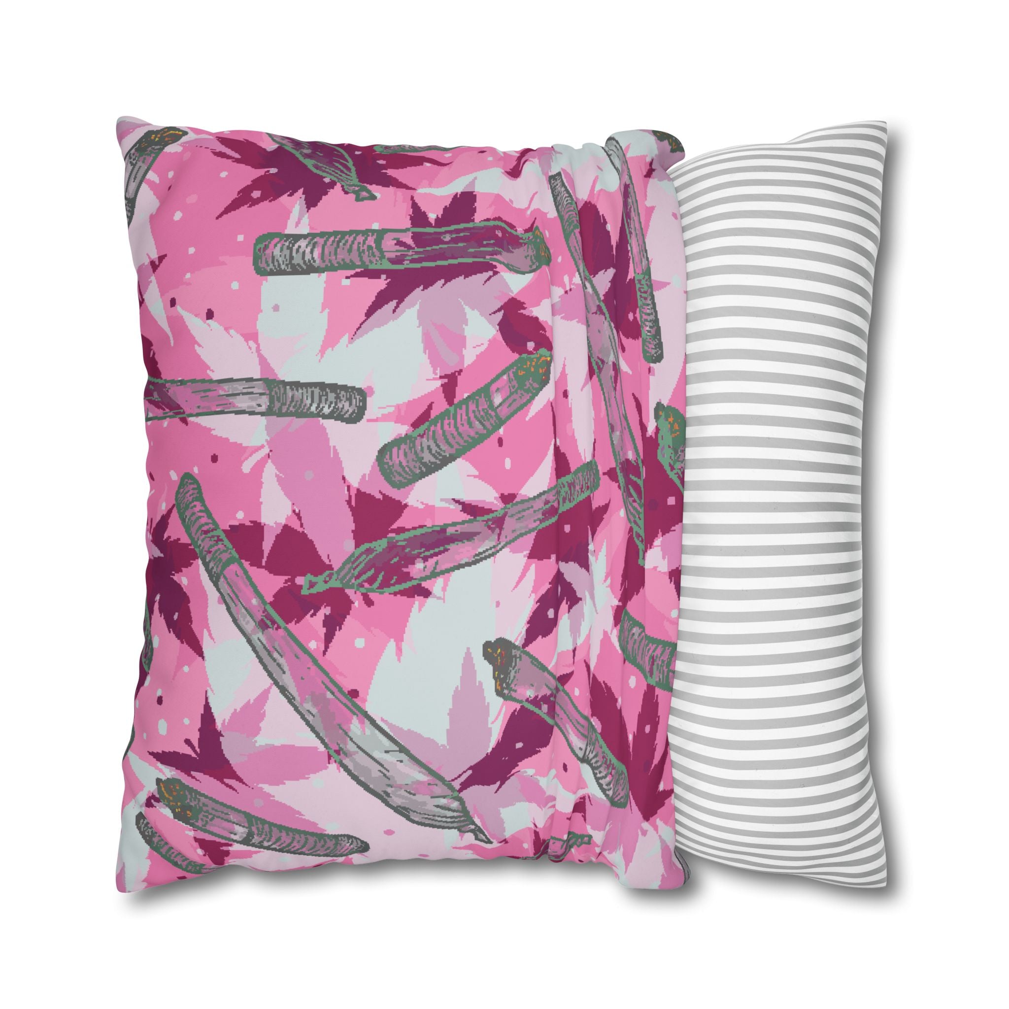 Pink Cannabis Leaf & Joint Pillowcase