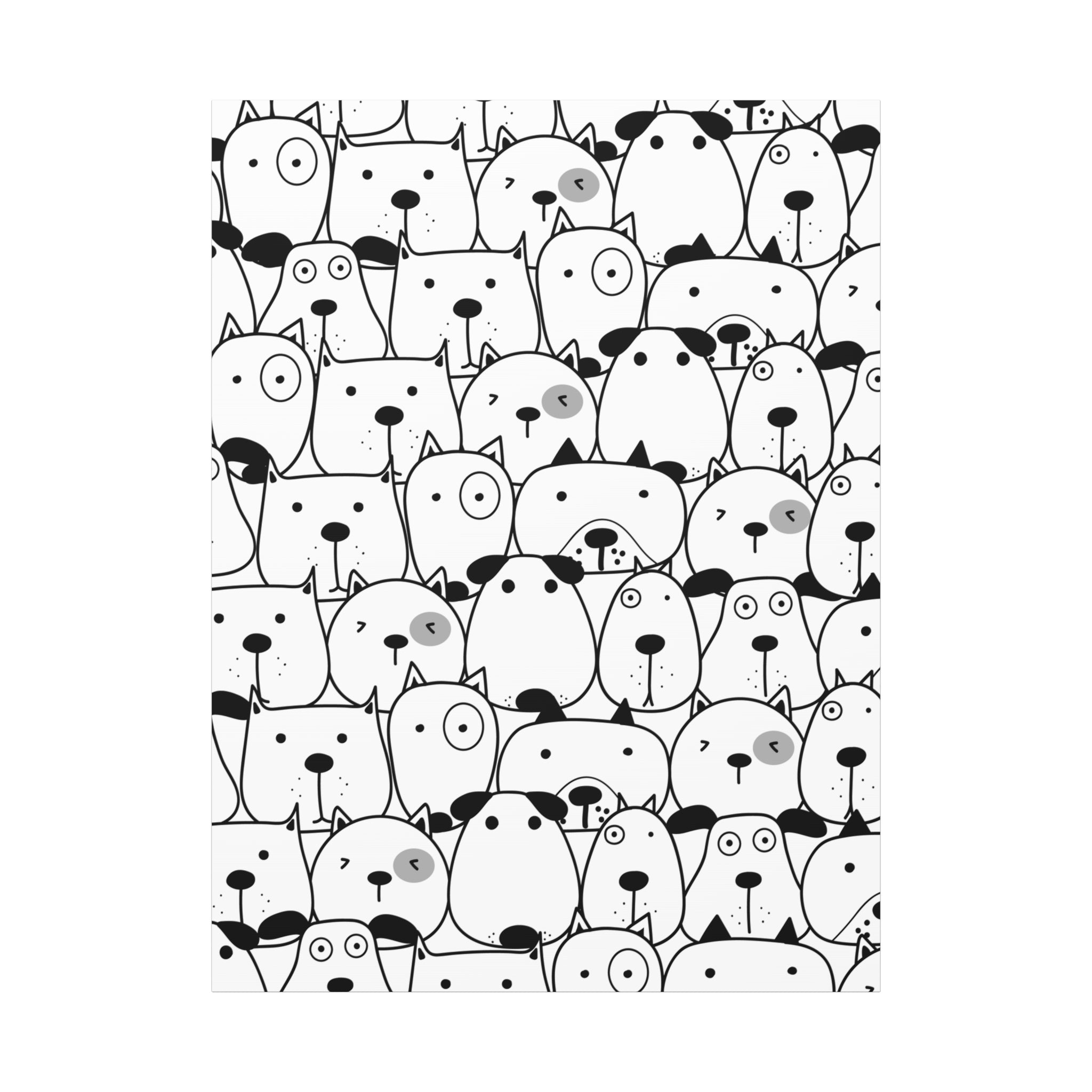 Adorable Puppy Faces Matte Canvas Art