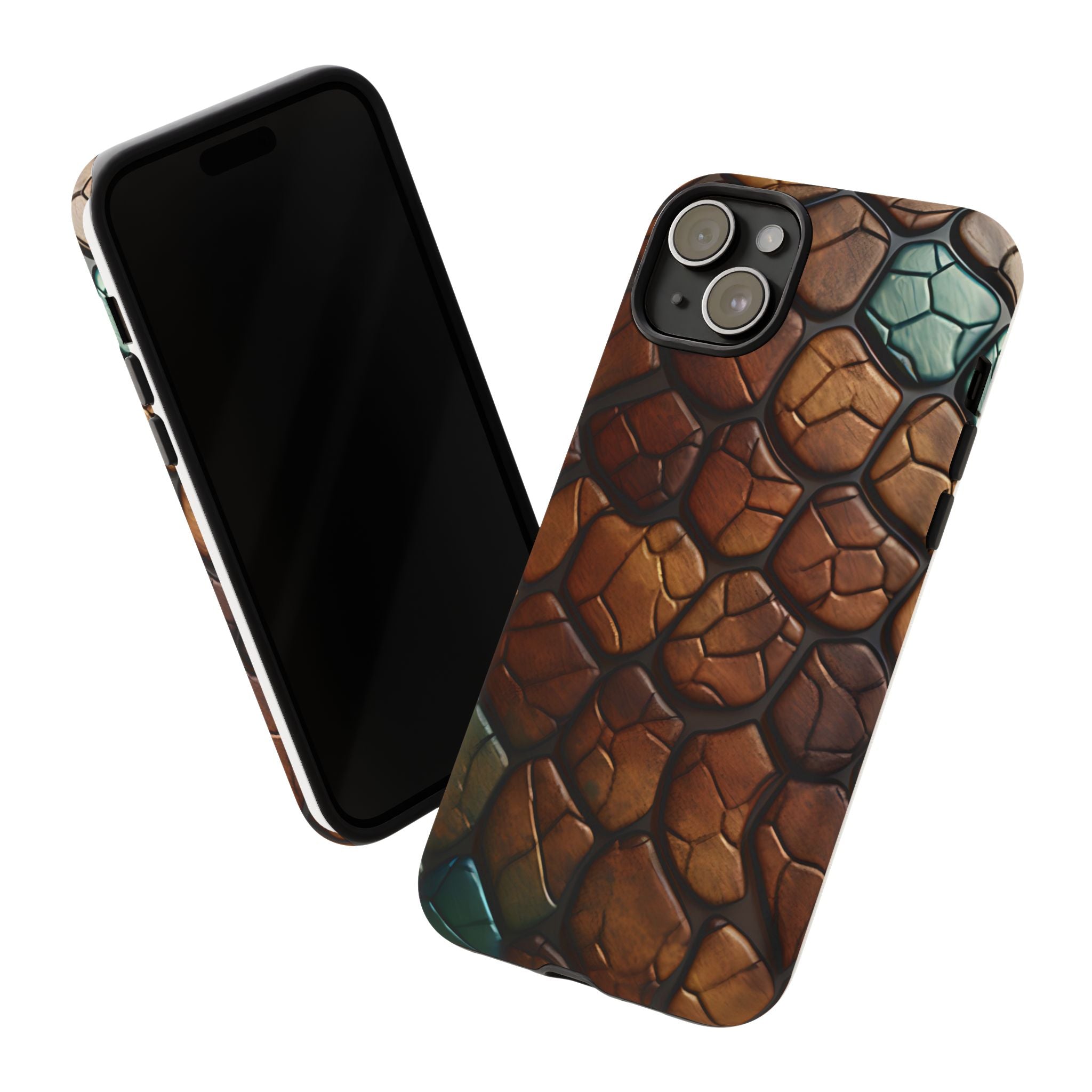 Mosaic Reptile iPhone Case - Teal & Brown