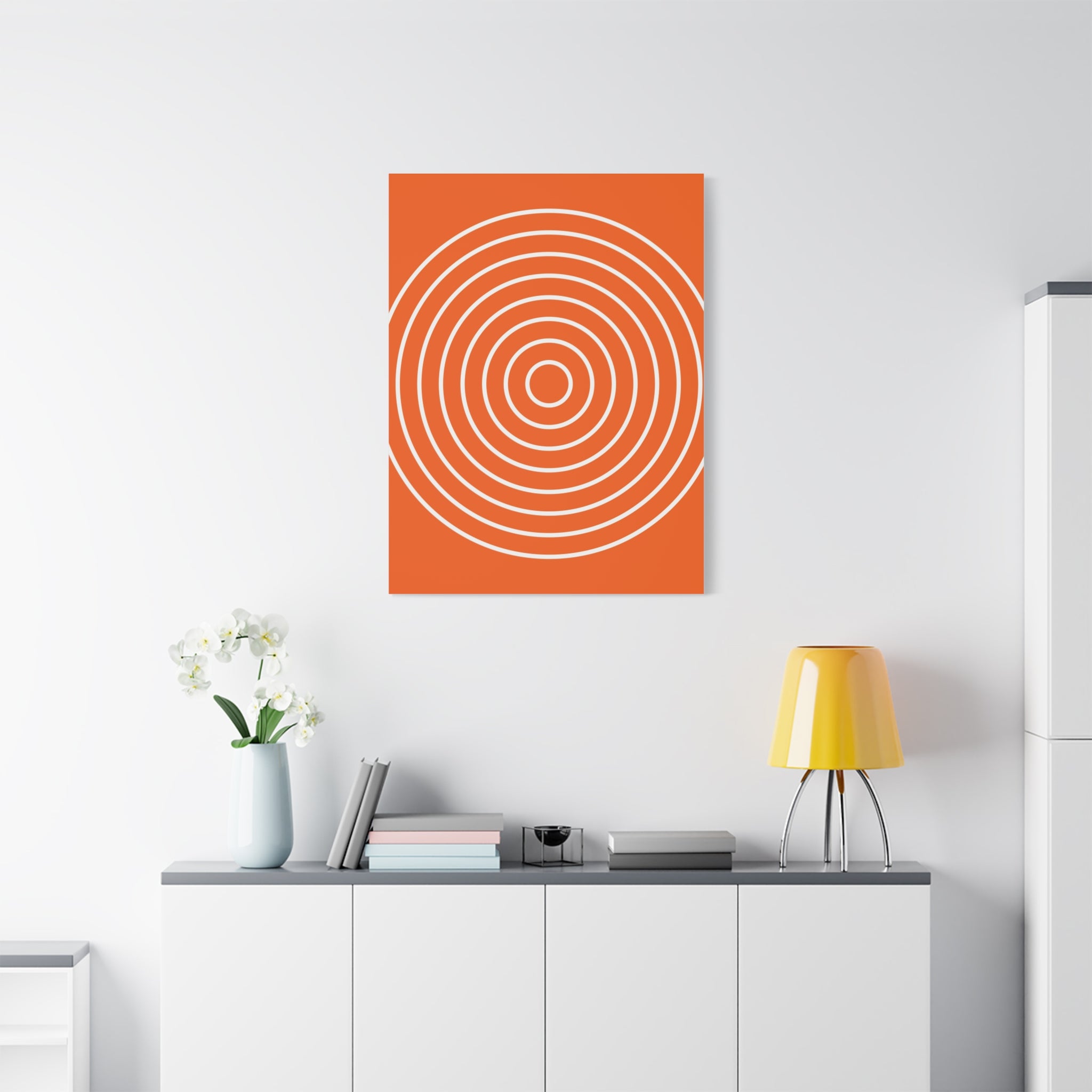 Orange Abstract Circles Matte Canvas Art