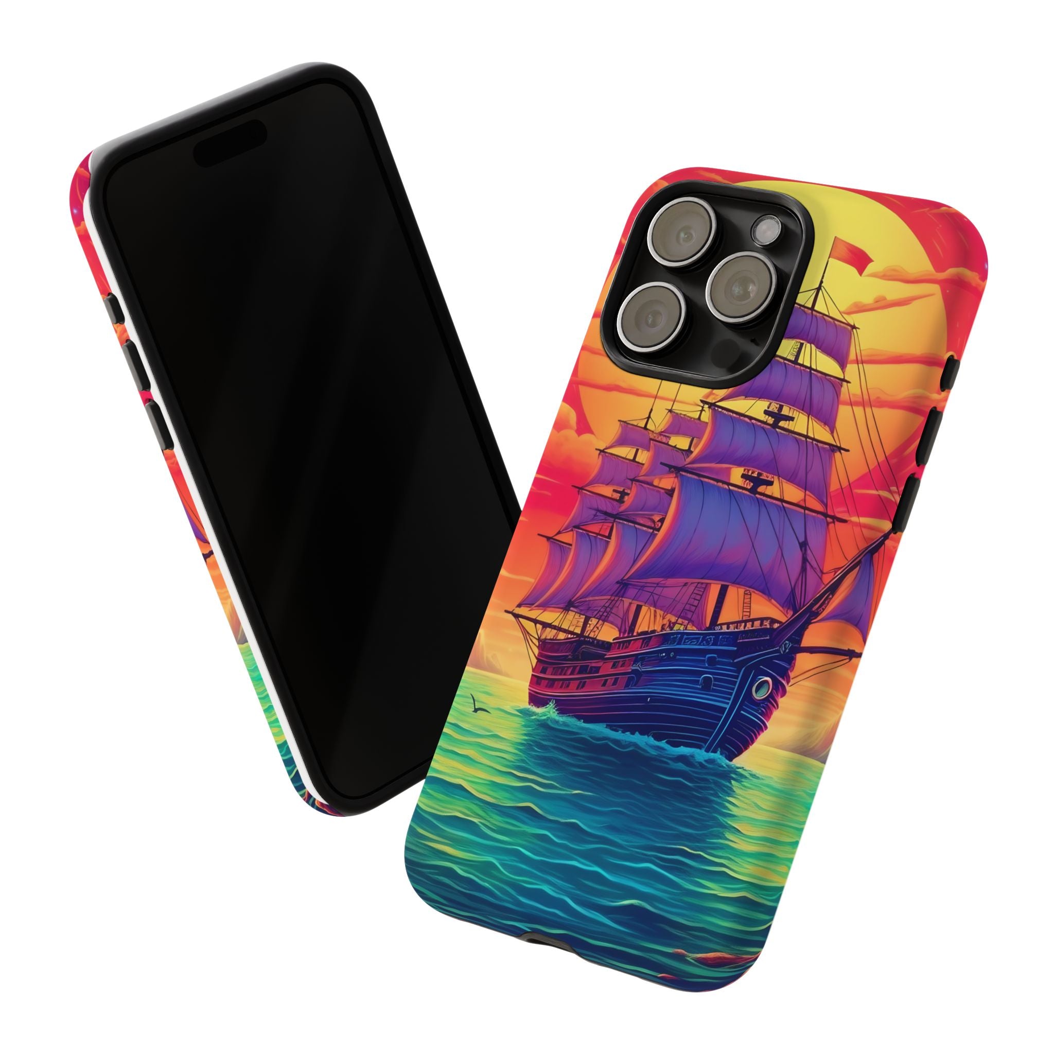 Sunset Galleon Hexagon Stone iPhone Case