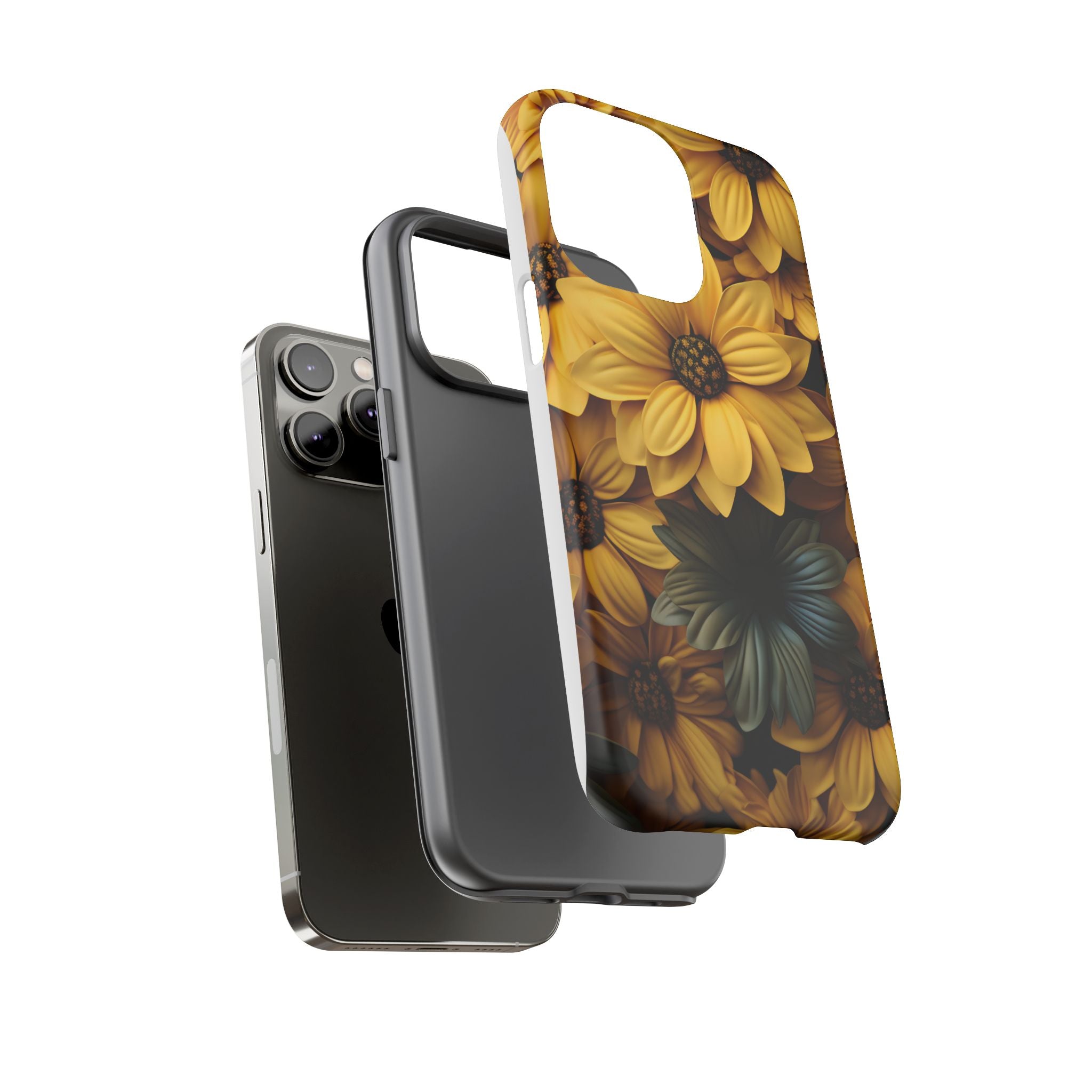 Golden Bloom Hexagon iPhone Case - Rugged Texture