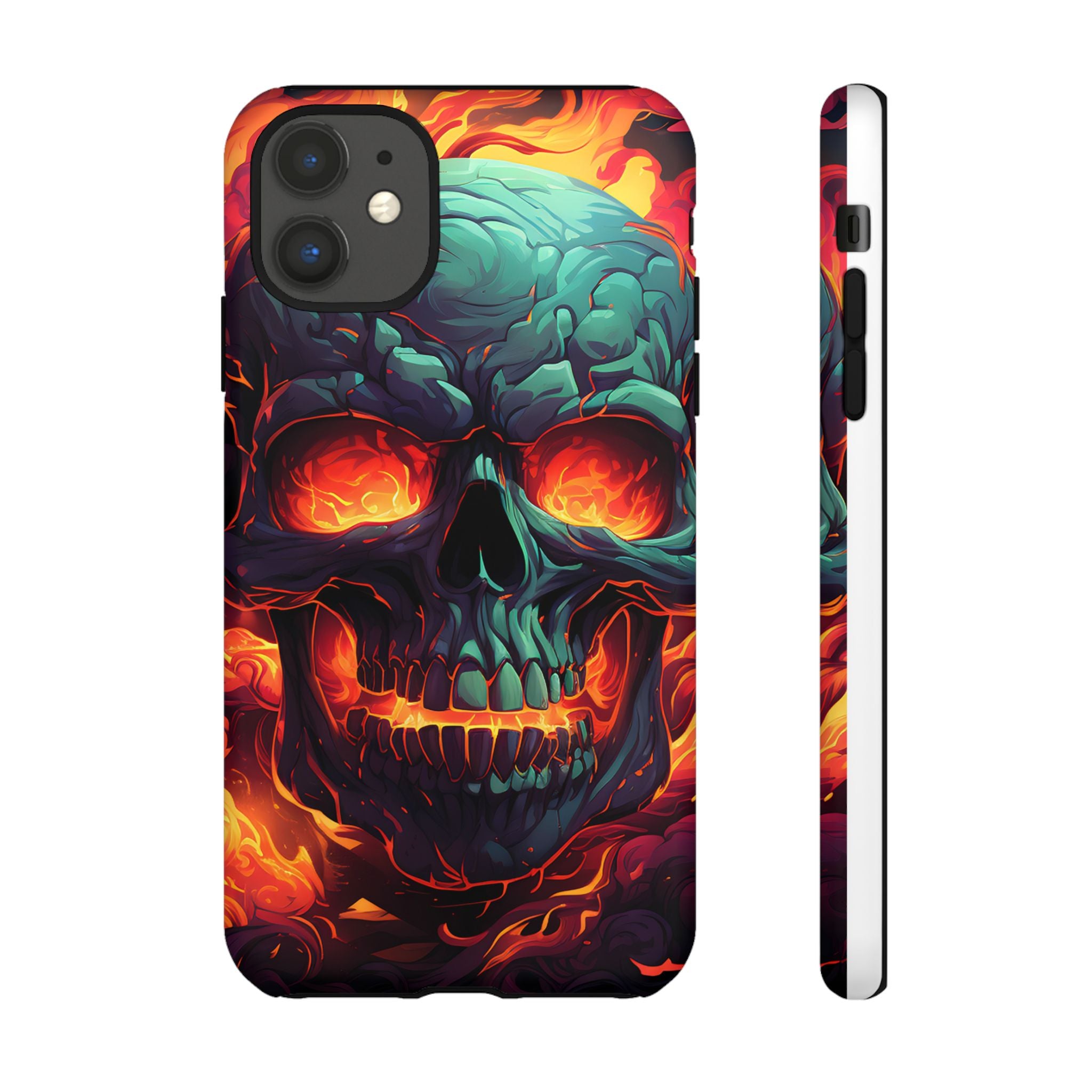 Fiery Skull Hexagon iPhone Case - Rugged