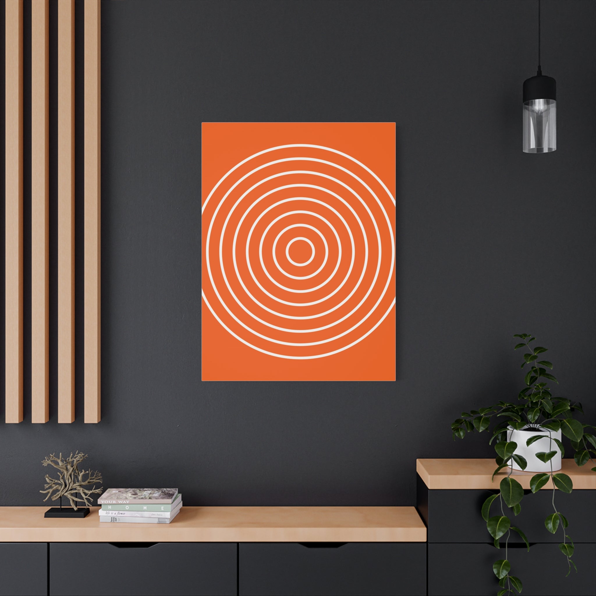 Orange Abstract Circles Matte Canvas Art