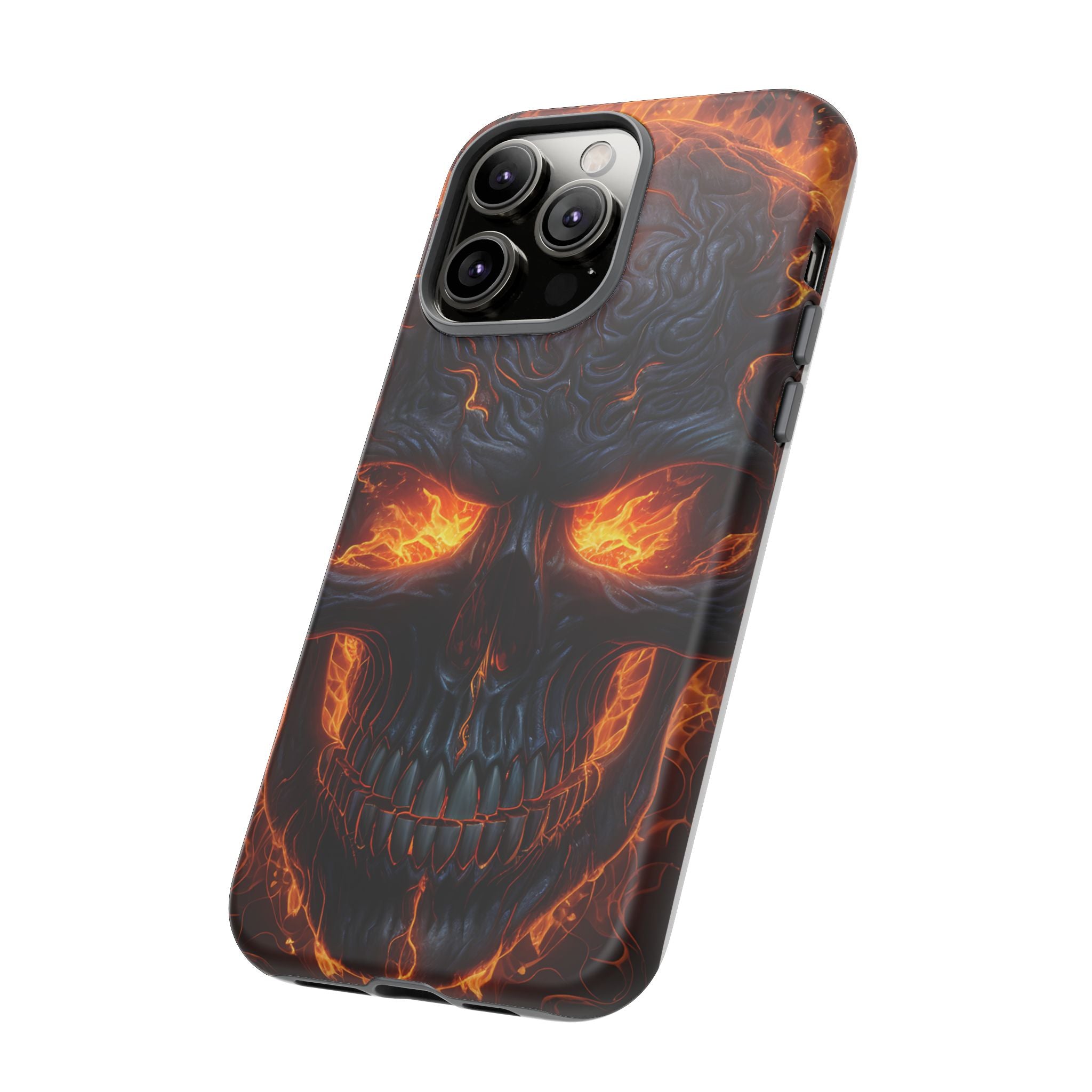 Fiery Skull Hexagon iPhone Case - Rugged Texture