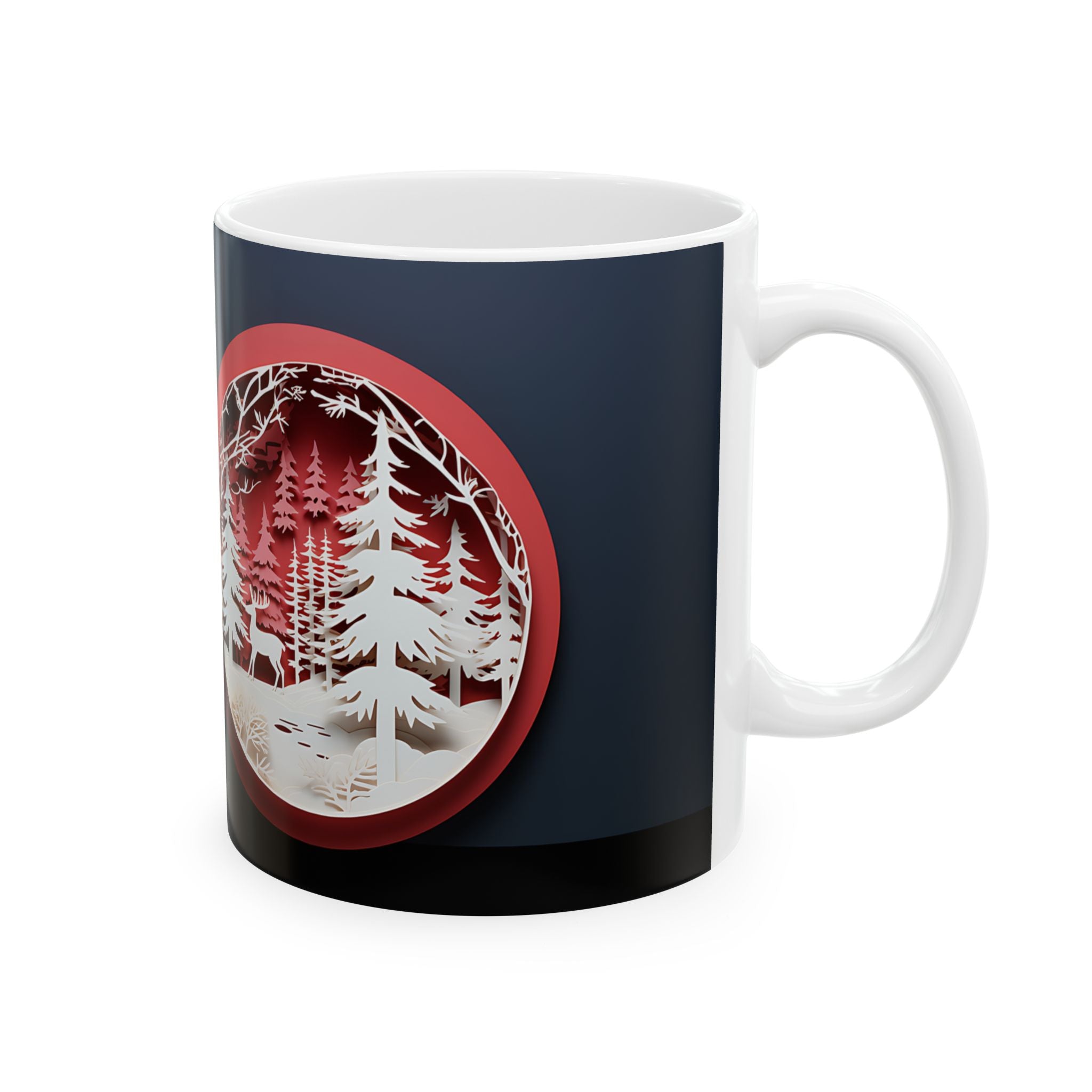 Winter Deer Forest Papercut Mugs