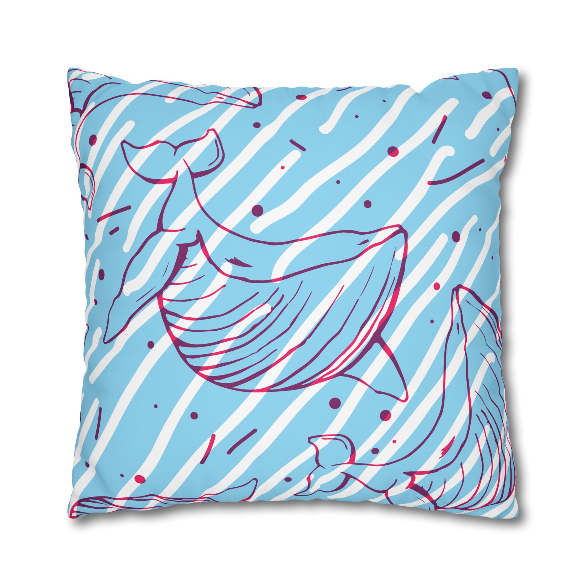 90s Whale Pillowcase - Pastel Blue