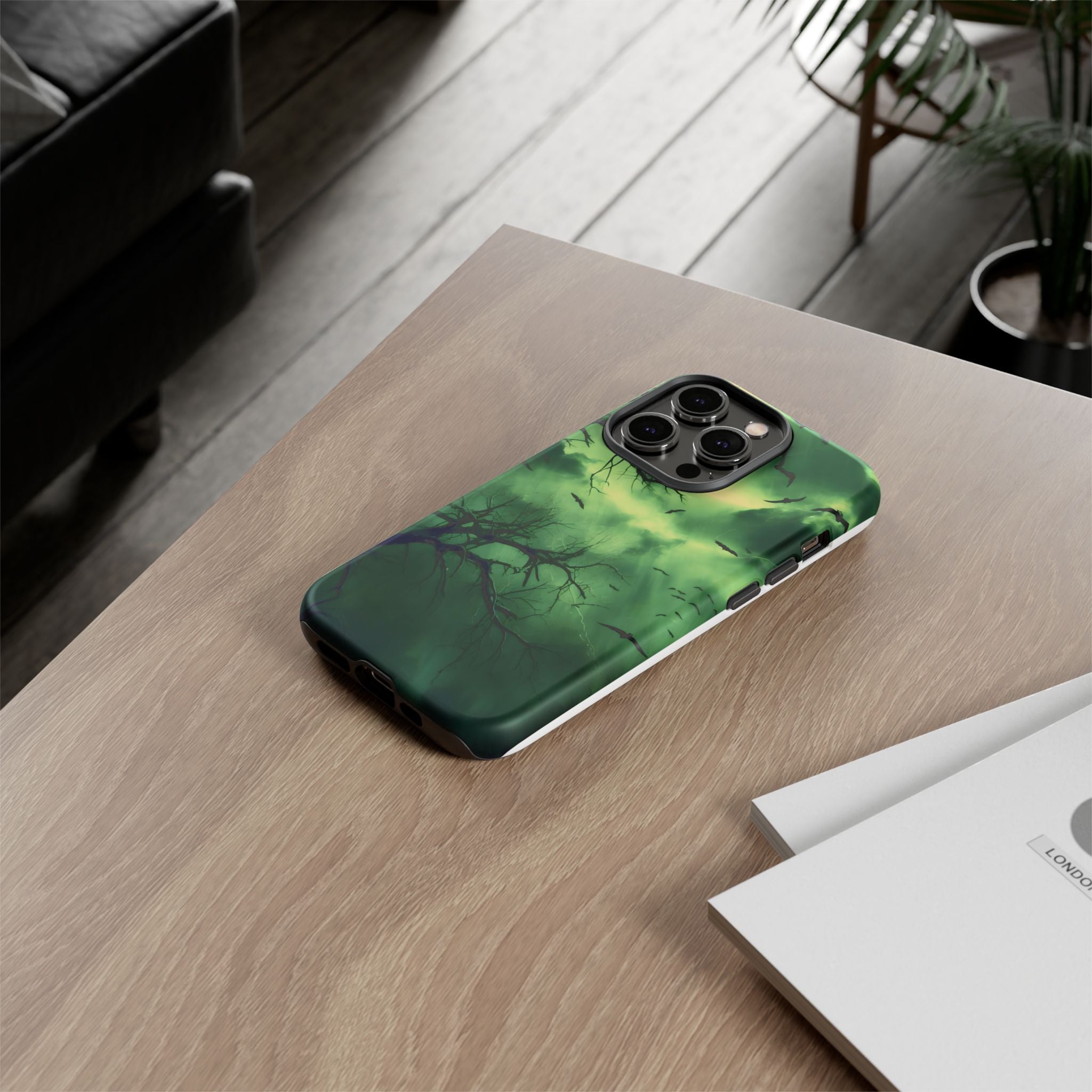 Gothic Green Forest iPhone Case - Hexagon Stone