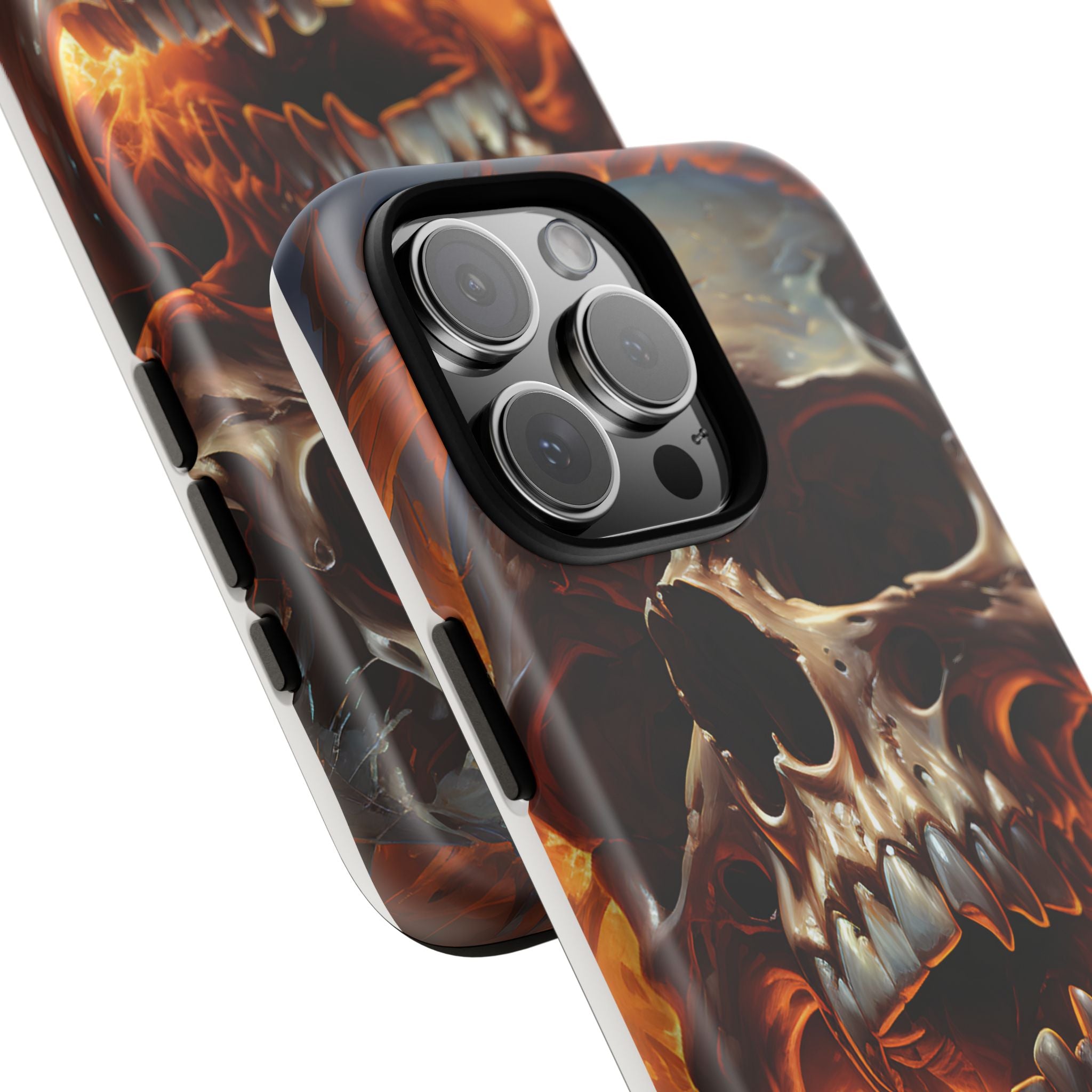 Fiery Skull Hexagon iPhone Case - Rugged