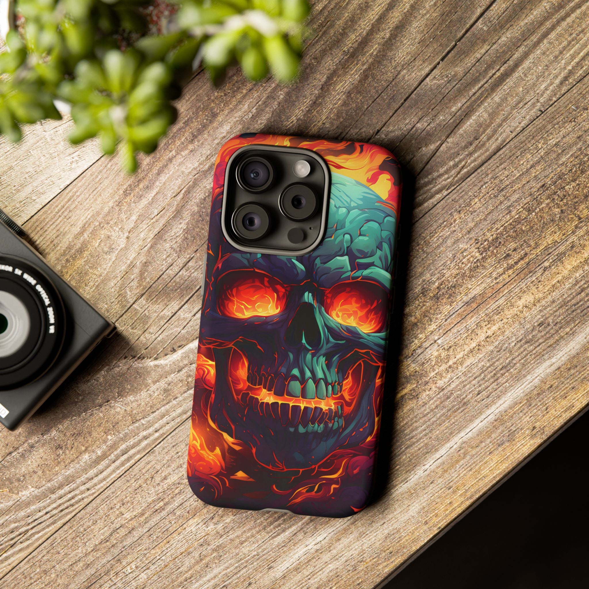 Fiery Skull Hexagon iPhone Case - Rugged