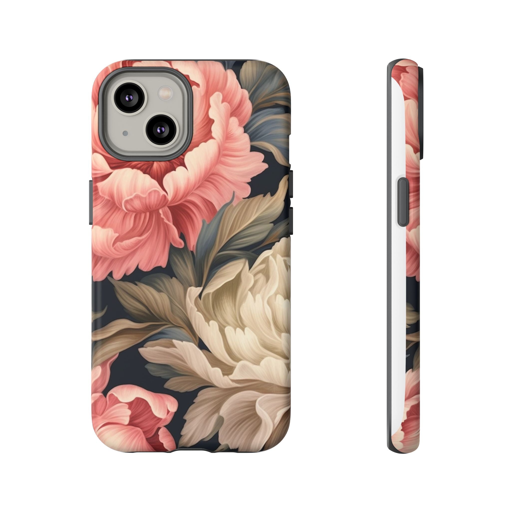 Blush Peony Floral iPhone Case - Hexagon Stone