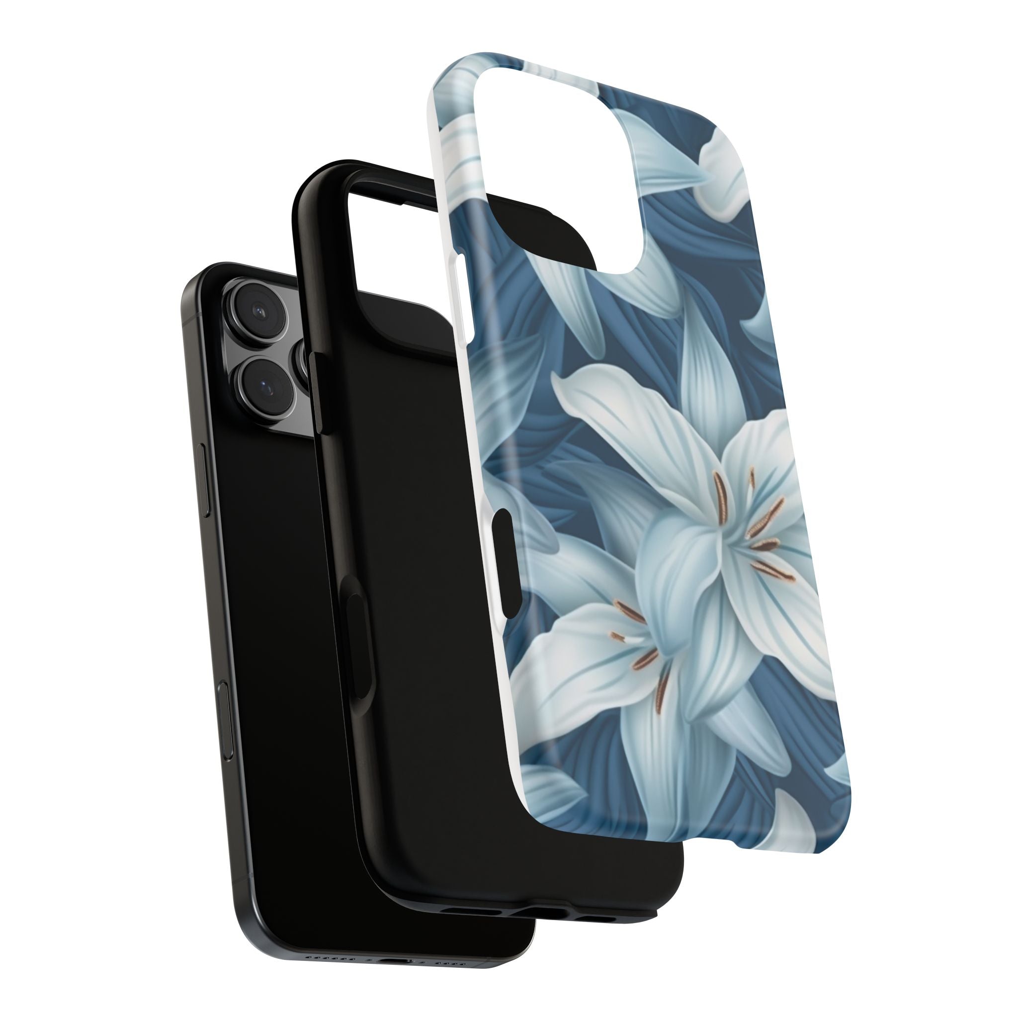 Pastel Blue Lily iPhone Case - Hexagon Stone