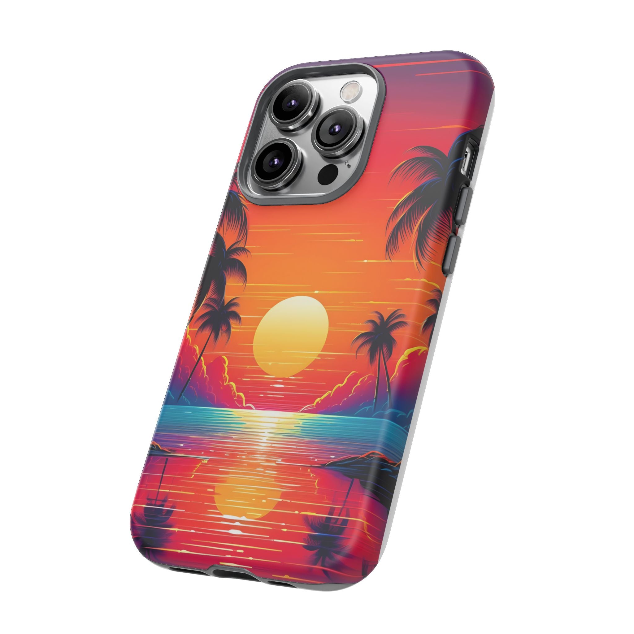 Sunset Palm Beach iPhone Case - Hexagon Stone