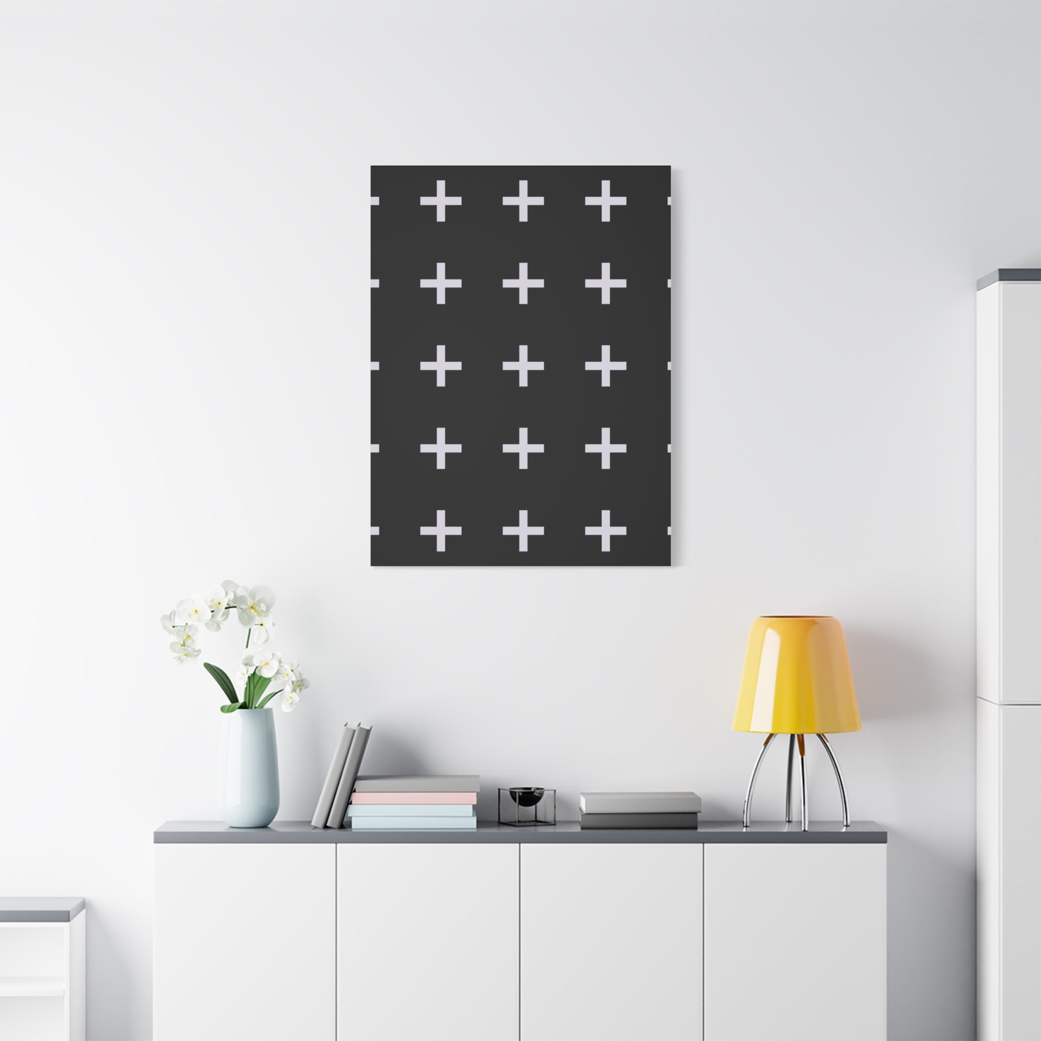 Minimalist Plus Sign Grid Canvas Art