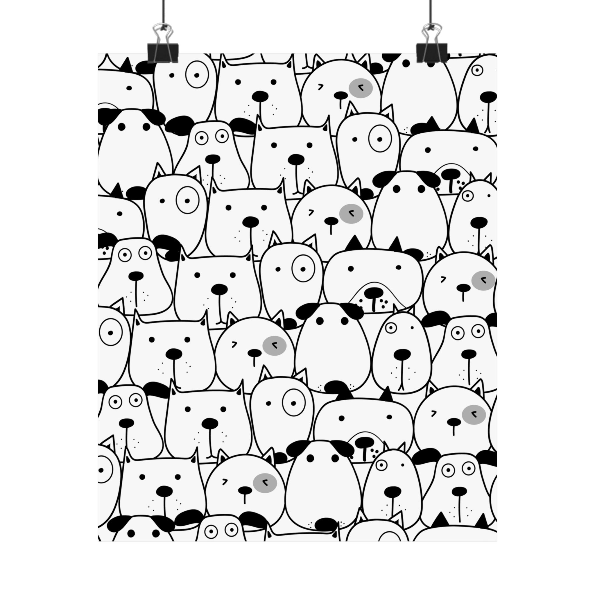 Cute Cartoon Dogs Seamless Pattern Poster