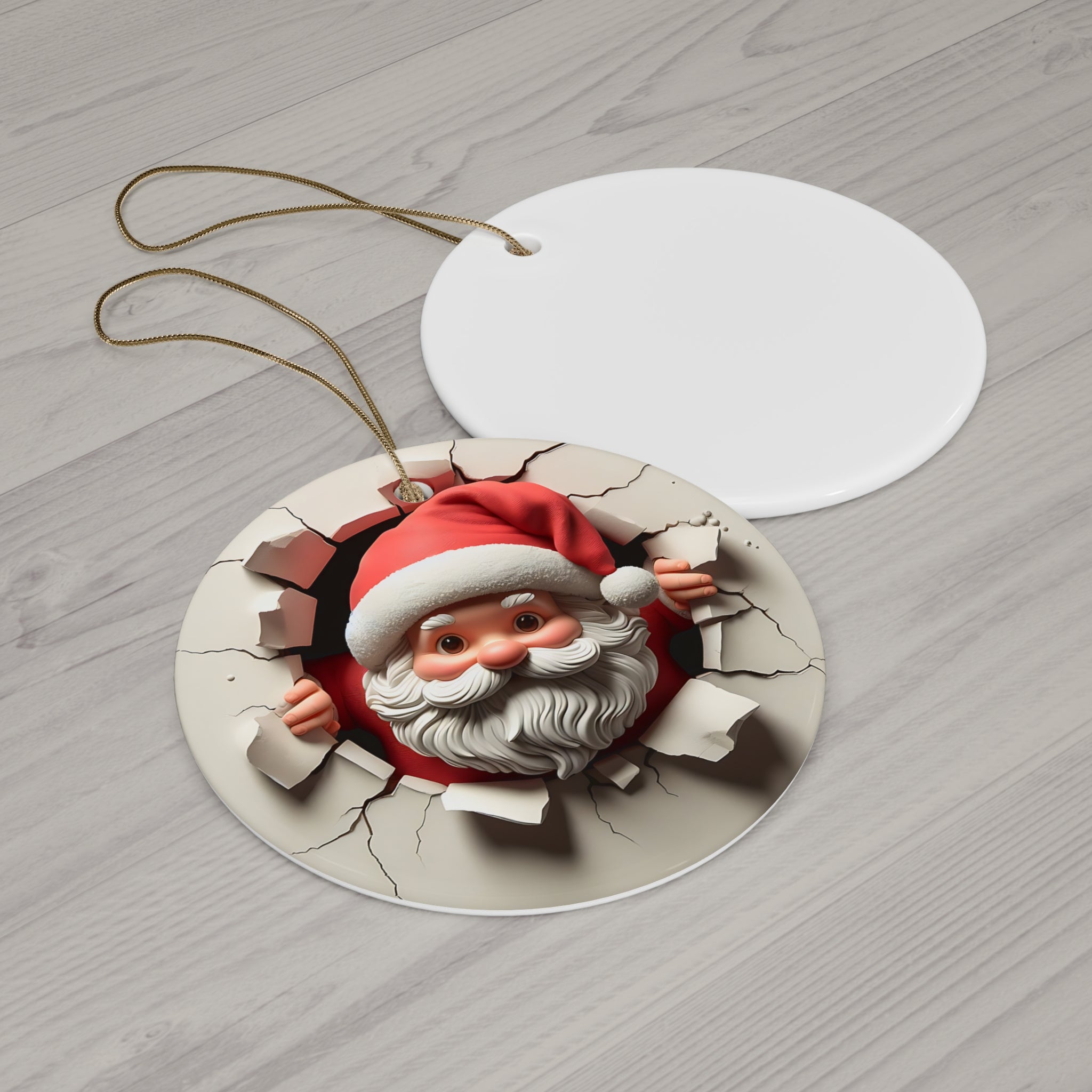 Santa Busts Through Ornament