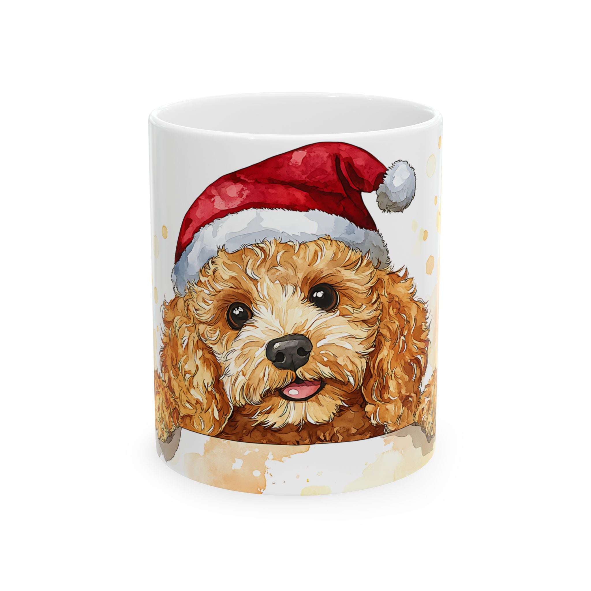 Santa Poodle Watercolor Mug