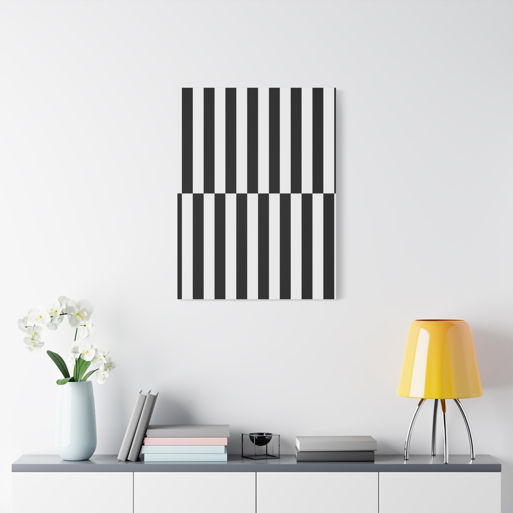 Op Art Shift: Black & White Stripe Canvas