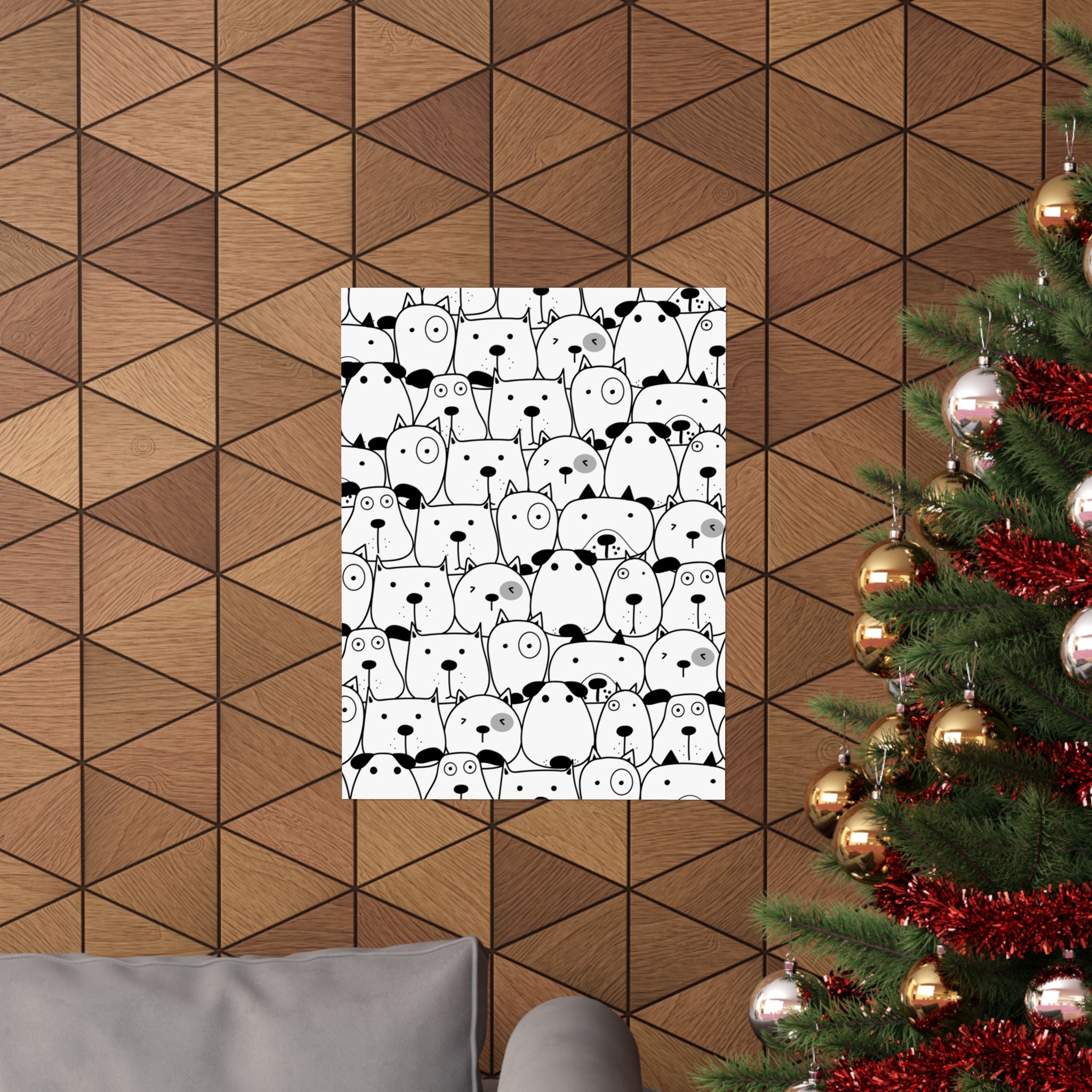 Cute Cartoon Dogs Seamless Pattern Poster