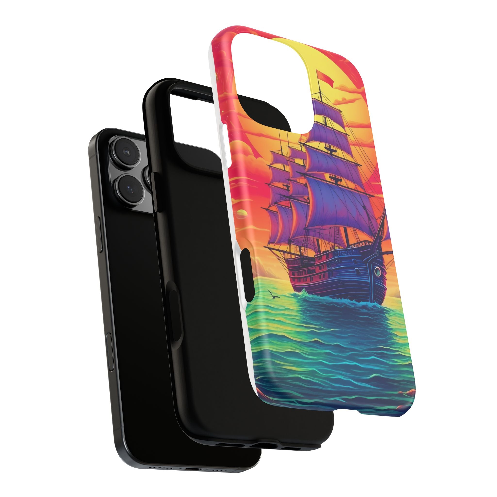 Sunset Galleon Hexagon Stone iPhone Case