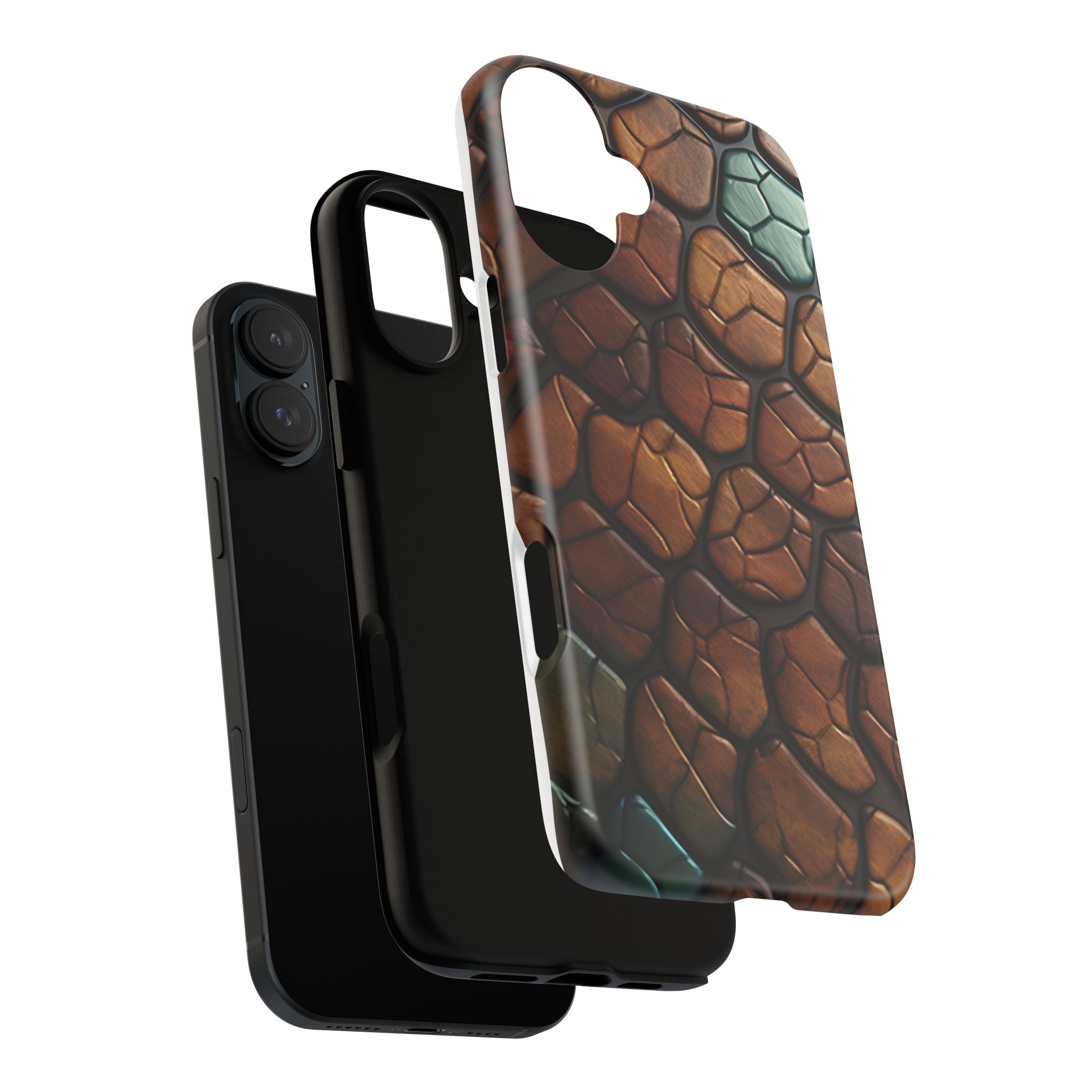 Mosaic Reptile iPhone Case - Teal & Brown