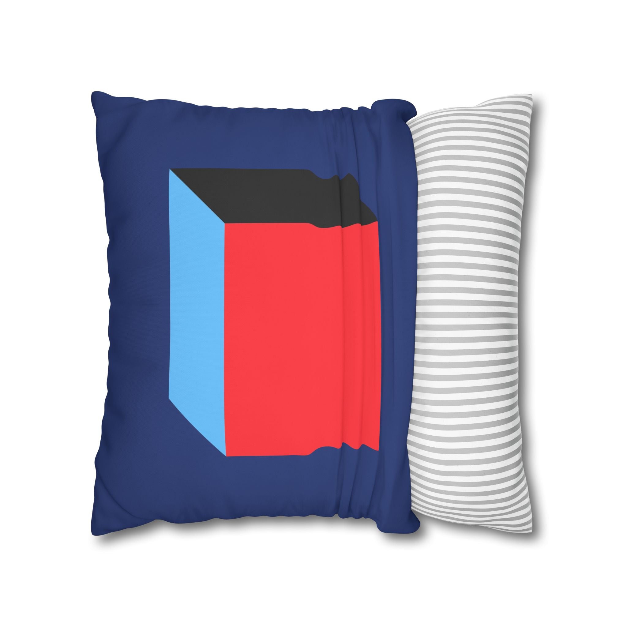 Geometric Cube Pillowcase - Red & Blue